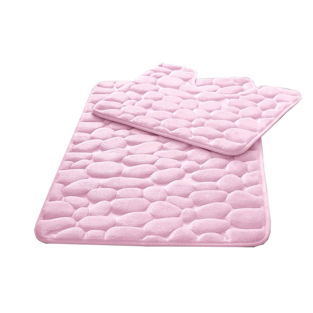 Badematte 2-teilig Memory Foam Set Kieselsteine Design Polyester rutschfest superweich - Bild 7 von 11
