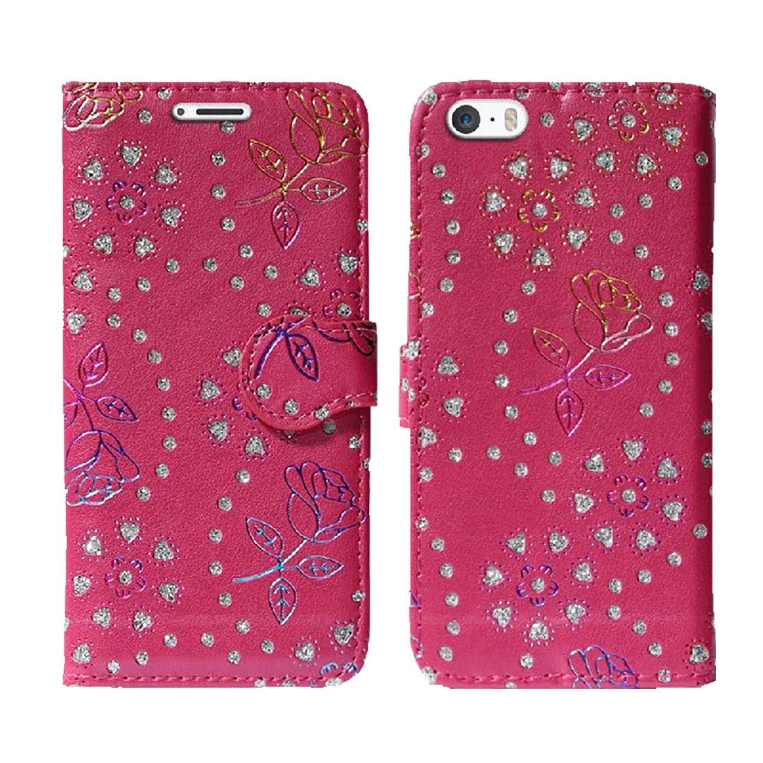 Luxury Magnetic Leather Diamond Flip Case Apple Mobile Phone Protective Cover - 第 5/6 張圖片