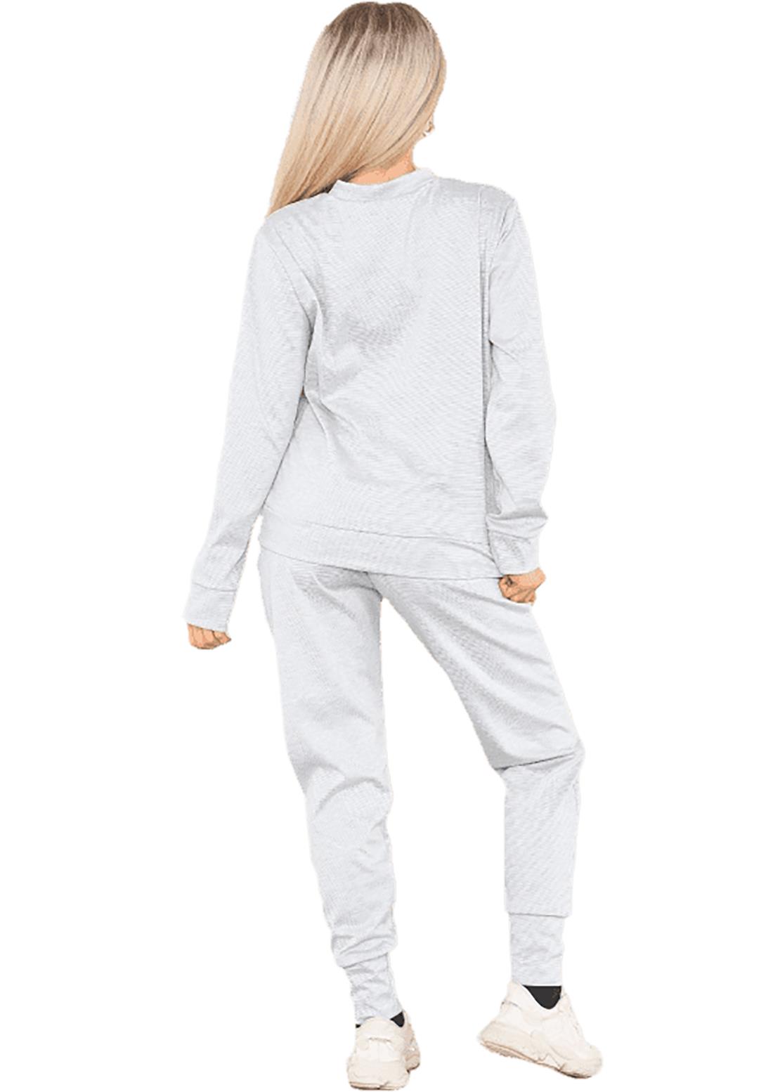 Conjunto de 2 piezas de chándal liso para mujer suéter sudadera con puños inferior joggers - Imagen 11 de 24