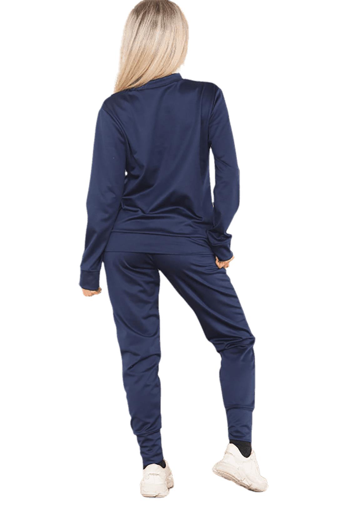 Conjunto de 2 piezas de chándal liso para mujer suéter sudadera con puños inferior joggers - Imagen 18 de 24