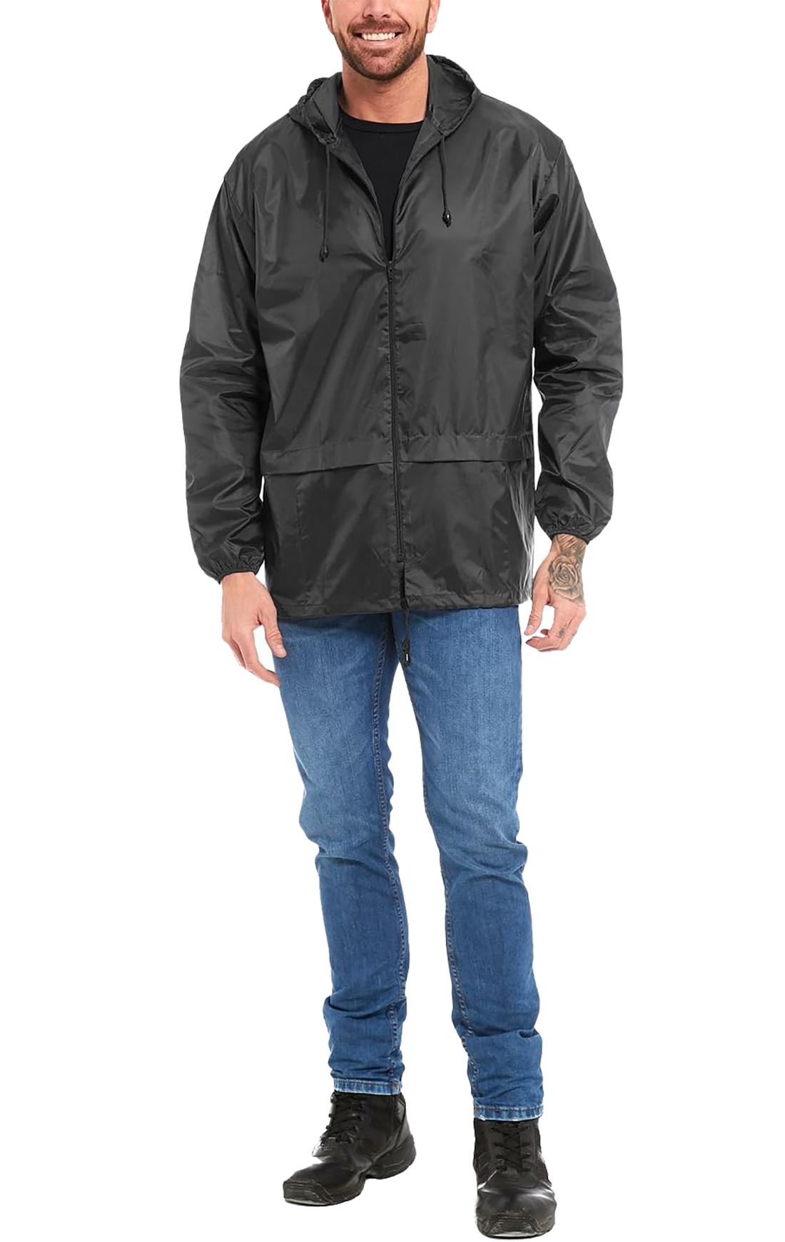 Chaqueta Cagoule Unisex Impermeable Manga Larga Cremallera Con Capucha Impermeable Chaqueta - Imagen 2 de 19