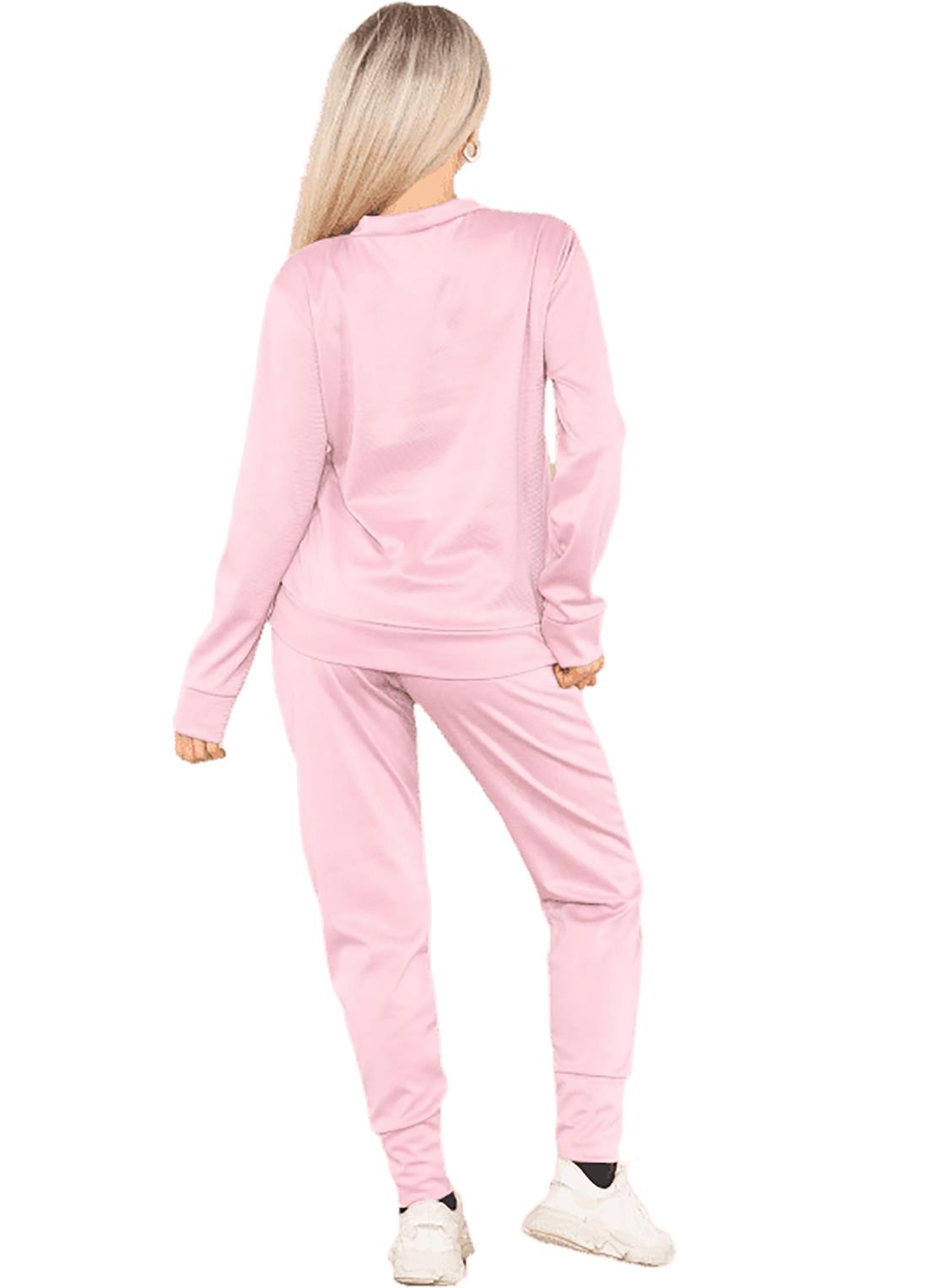 Conjunto de 2 piezas de chándal liso para mujer suéter sudadera con puños inferior joggers - Imagen 3 de 24