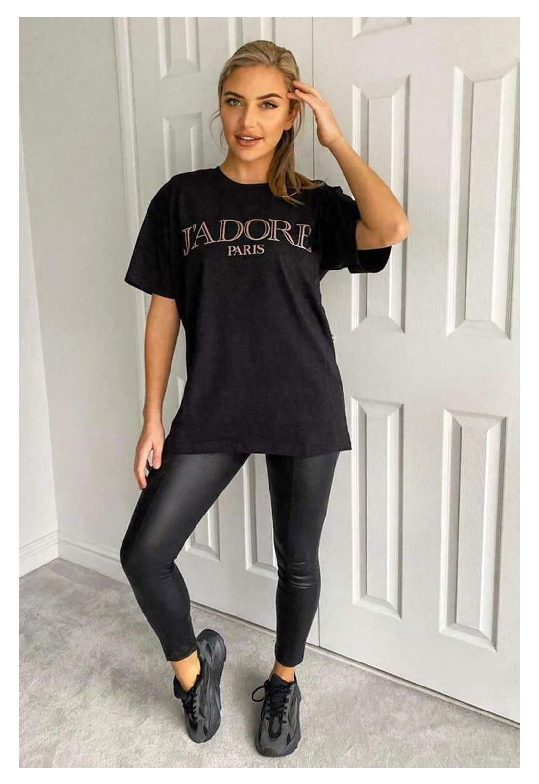 Oversize-T-Shirt Damen J'Adore Paris bedruckt Damen Frauen Kurzarm Oberteil T-Shirts - Bild 6 von 18