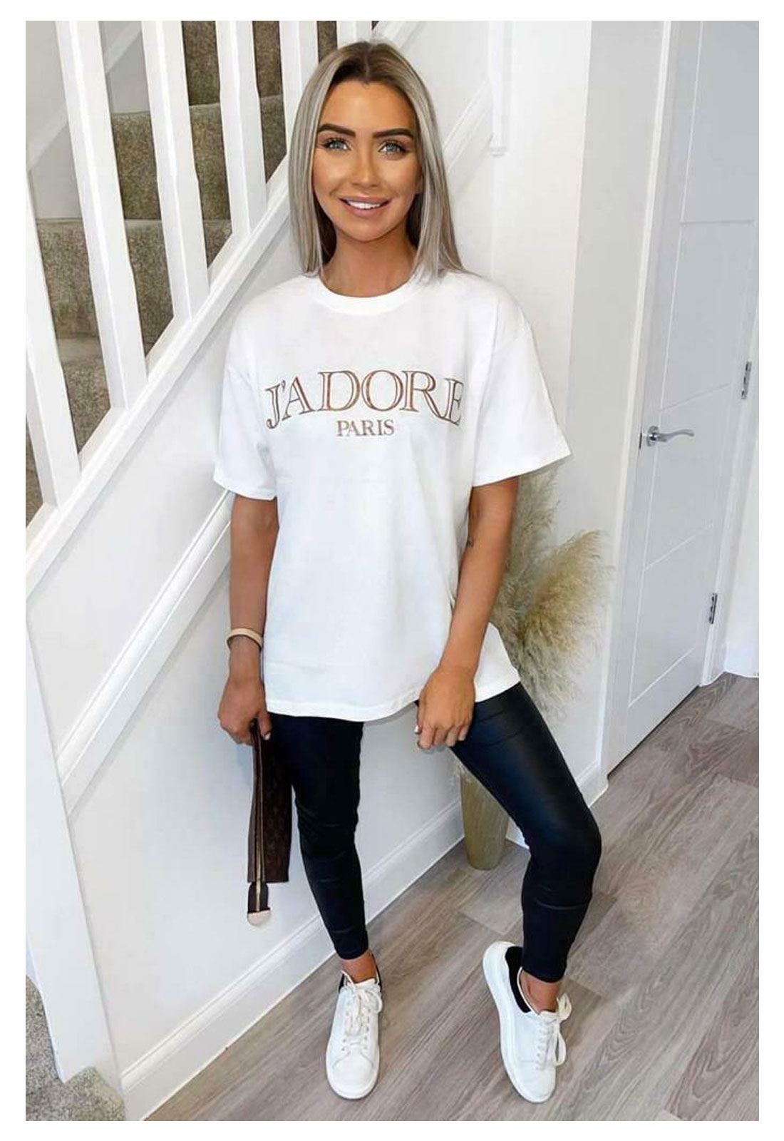Oversize-T-Shirt Damen J'Adore Paris bedruckt Damen Frauen Kurzarm Oberteil T-Shirts - Bild 13 von 18