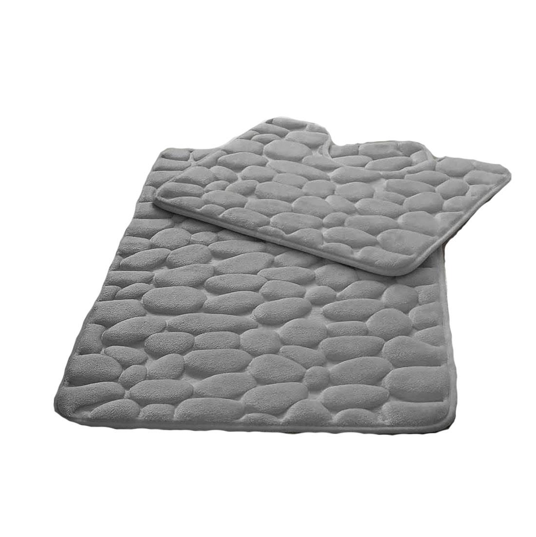 Badematte 2-teilig Memory Foam Set Kieselsteine Design Polyester rutschfest superweich - Bild 11 von 11