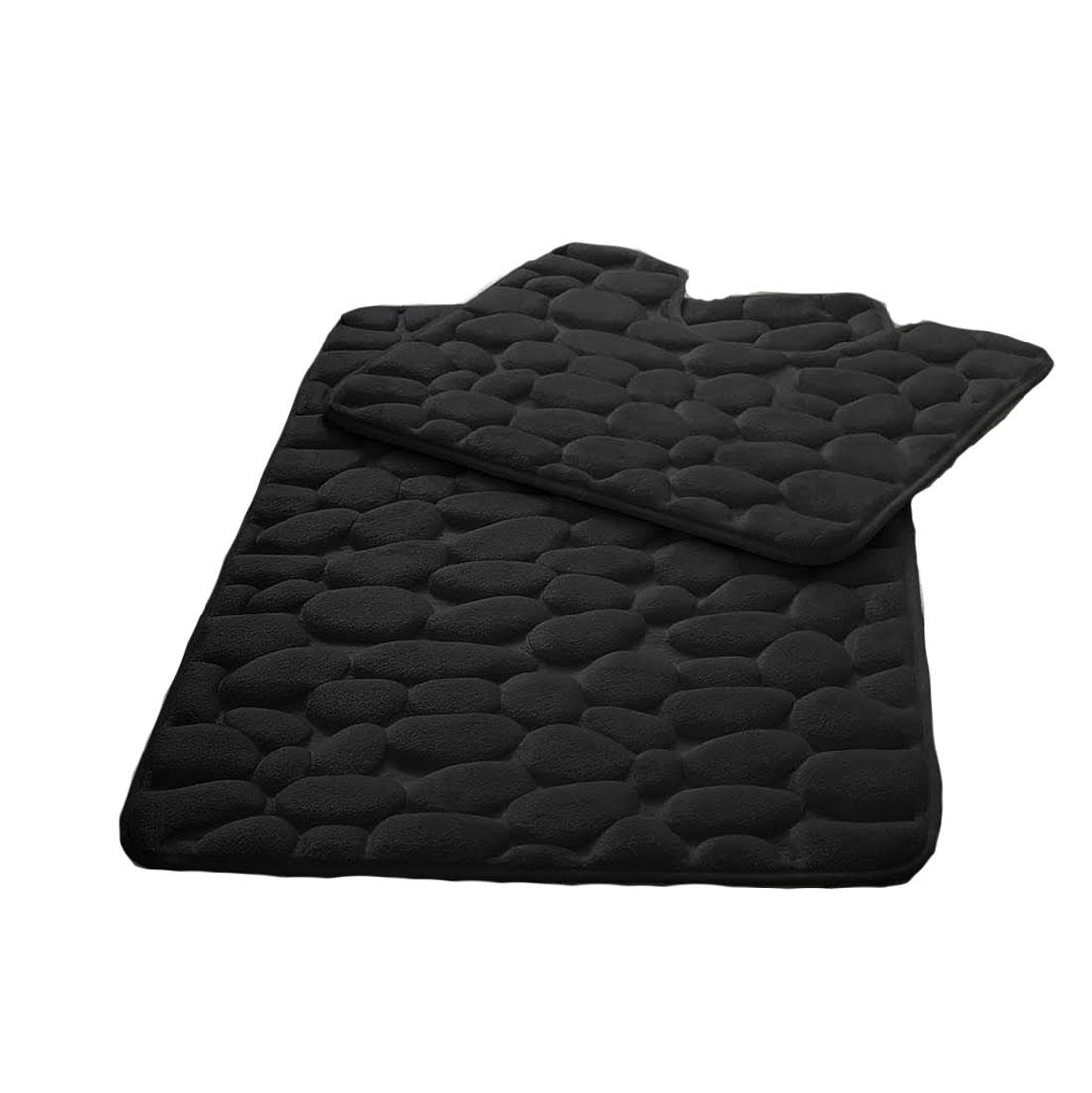 Badematte 2-teilig Memory Foam Set Kieselsteine Design Polyester rutschfest superweich - Bild 3 von 11