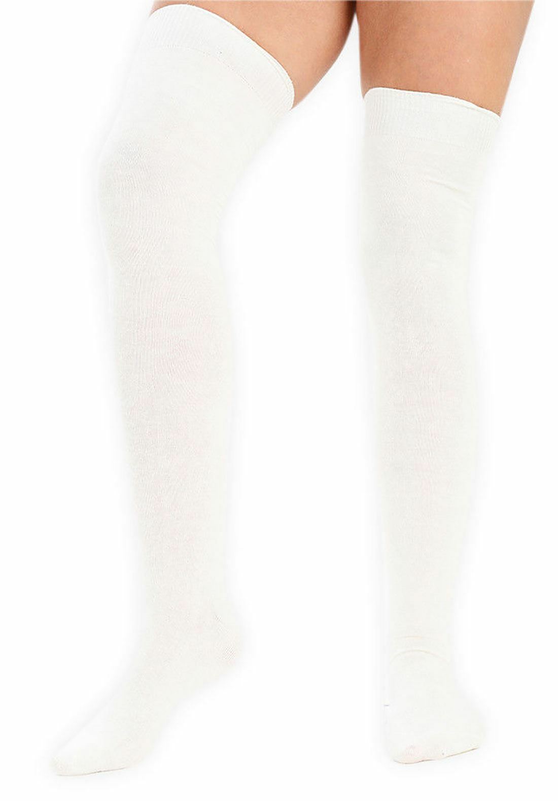 Ladies Plain Printed Over the Knee Socks Womens Party Wear Checked Bow OTK Socks - Picture 6 of 49