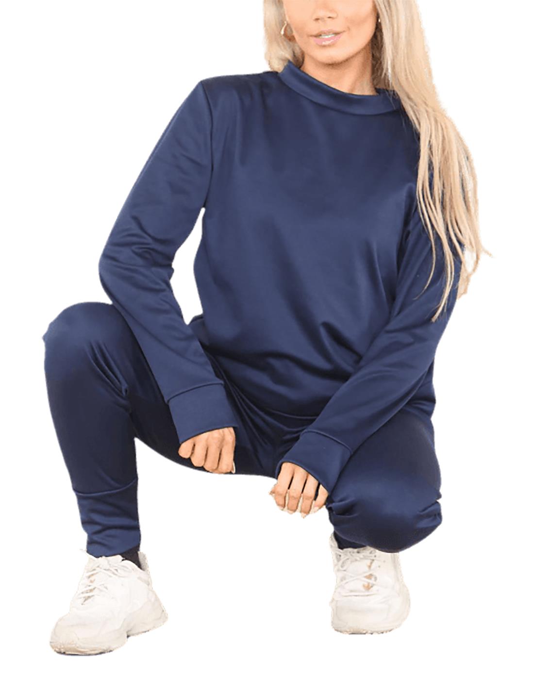 Conjunto de 2 piezas de chándal liso para mujer suéter sudadera con puños inferior joggers - Imagen 17 de 24