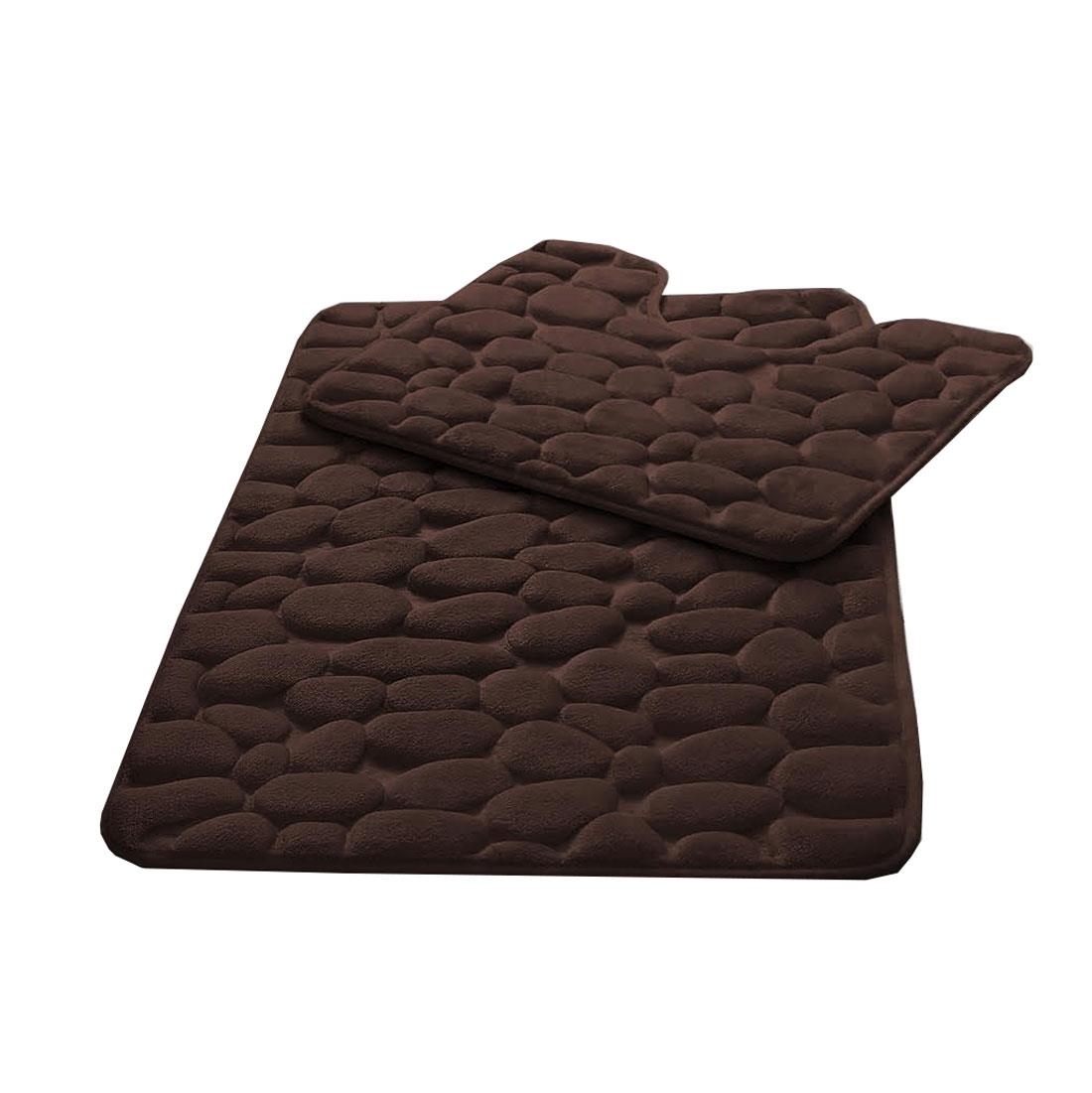 Badematte 2-teilig Memory Foam Set Kieselsteine Design Polyester rutschfest superweich - Bild 4 von 11