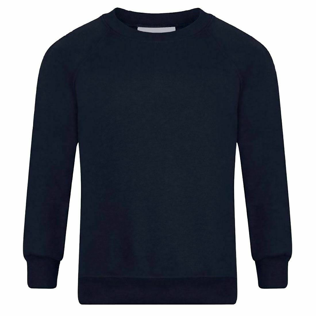 Adults Kids Crew Neck Plain Sweatshirt Girls Boys School Office Wear Jumper Top - Picture 5 of 11