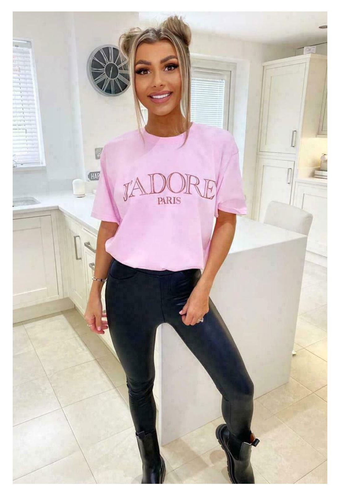 Oversize-T-Shirt Damen J'Adore Paris bedruckt Damen Frauen Kurzarm Oberteil T-Shirts - Bild 8 von 18