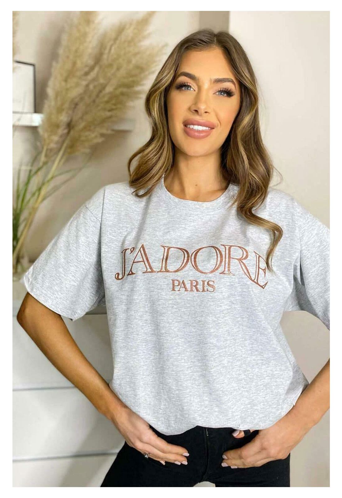 Oversize-T-Shirt Damen J'Adore Paris bedruckt Damen Frauen Kurzarm Oberteil T-Shirts - Bild 12 von 18