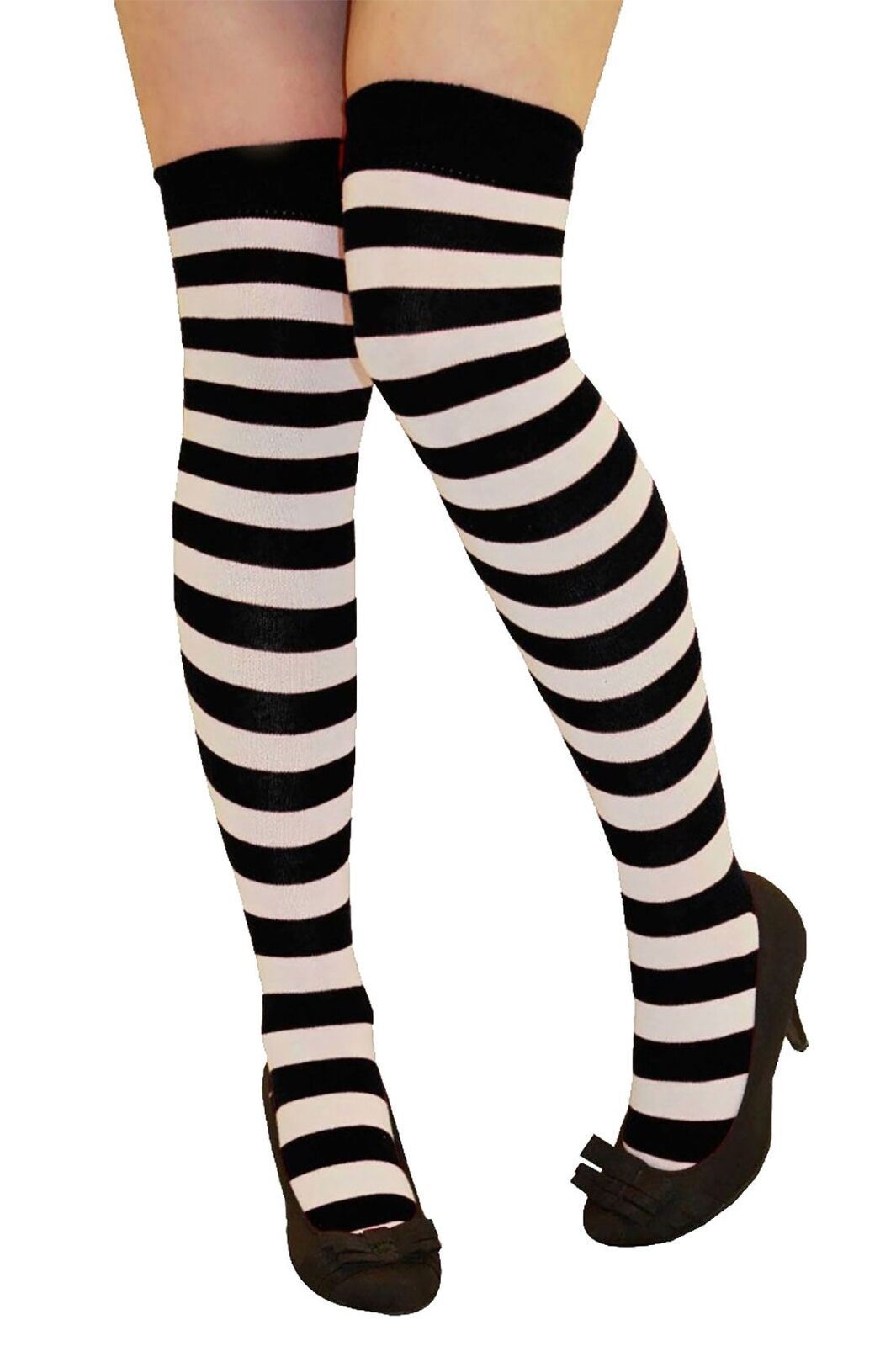 Ladies Plain Printed Over the Knee Socks Womens Party Wear Checked Bow OTK Socks - Picture 29 of 49