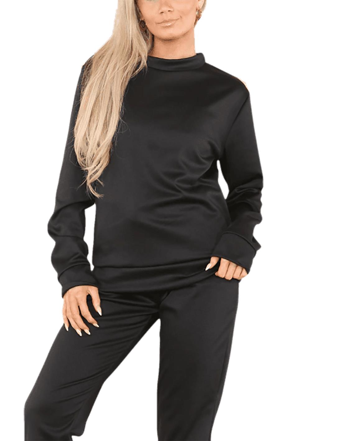 Conjunto de 2 piezas de chándal liso para mujer suéter sudadera con puños inferior joggers - Imagen 5 de 24