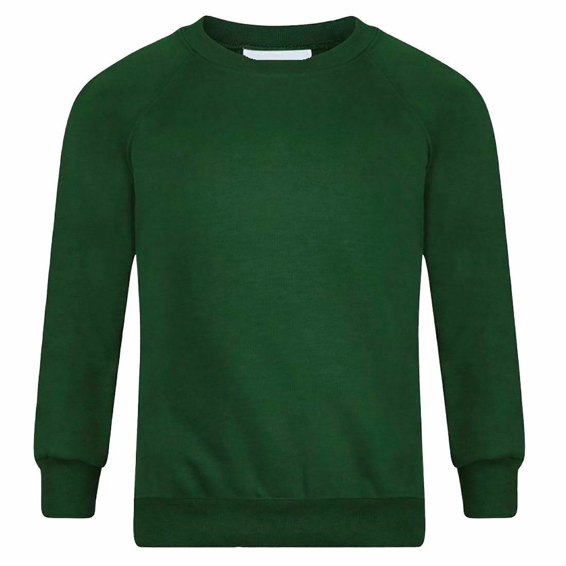 Adults Kids Crew Neck Plain Sweatshirt Girls Boys School Office Wear Jumper Top - Picture 3 of 11