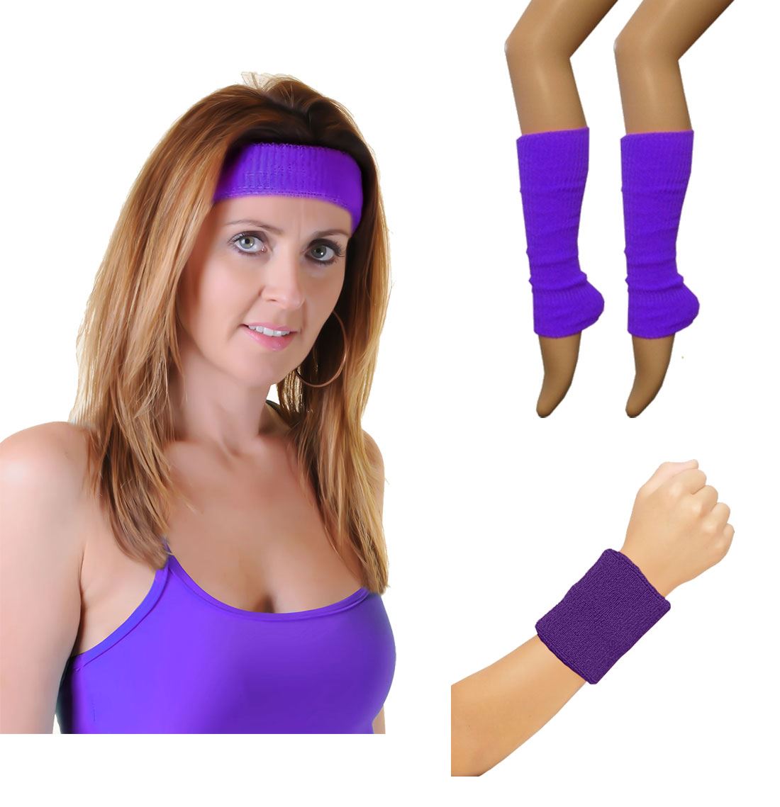 80s Headband Wristbands And Legwarmers Set Women Fancy Dress Costume Accessories 80s Headband Wristbands And Legwarmers Set Women Fancy Dress Costume Accessories