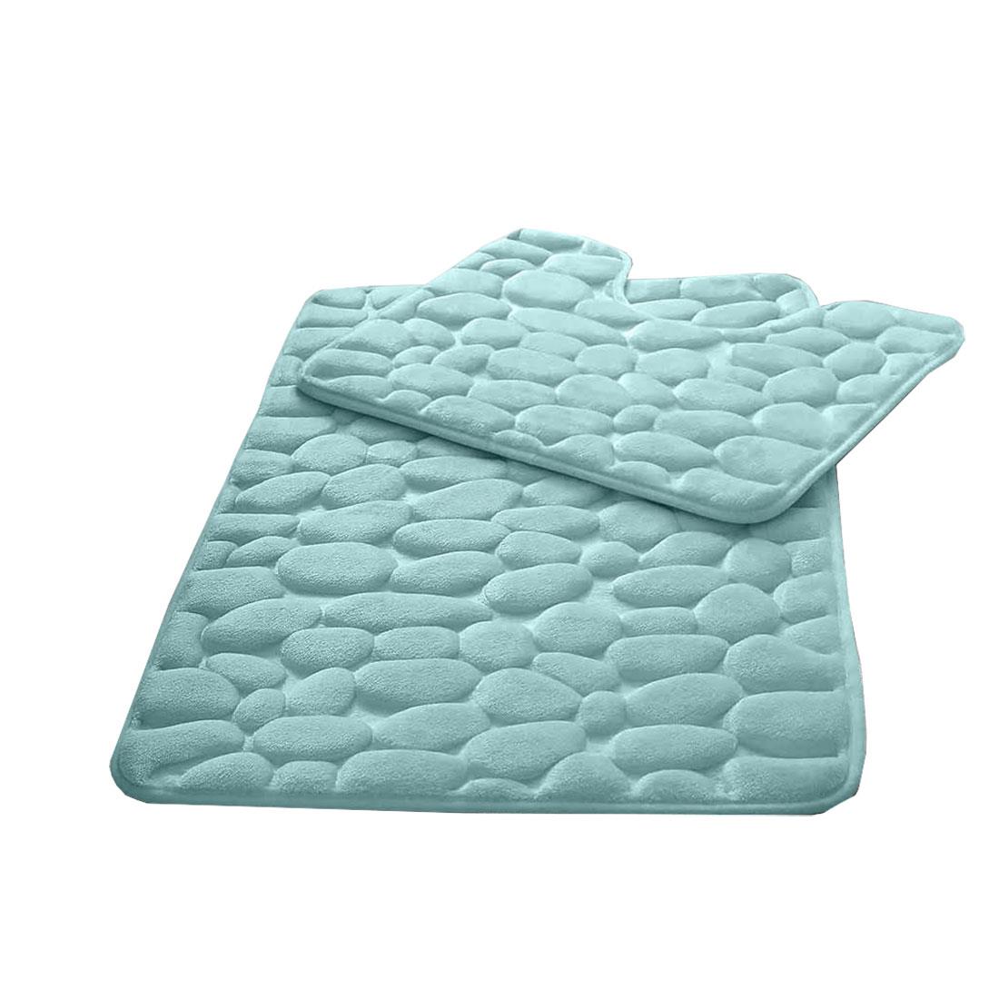 Badematte 2-teilig Memory Foam Set Kieselsteine Design Polyester rutschfest superweich - Bild 2 von 11