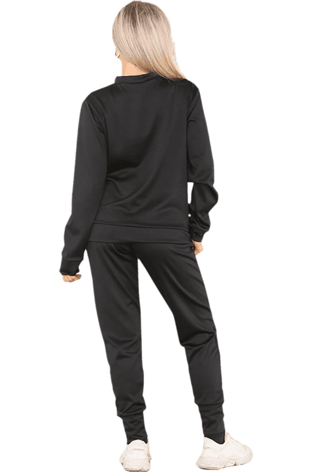 Conjunto de 2 piezas de chándal liso para mujer suéter sudadera con puños inferior joggers - Imagen 6 de 24