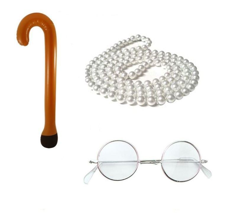 old lady fancy dress hen party BIQIQI Grandma Wig Grey Old Lady Costume Set Women's Grandmother Cosplay  Accessories with Curls Grandma Wig, Madea Glasses, Glasses Chains  Drawstring Straps, Pearl Jewellery Grandma Fancy Dress : Buy Online at Best