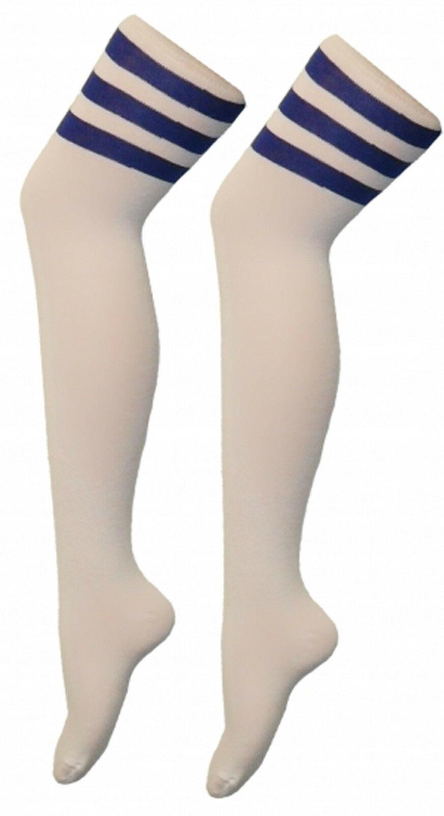 Ladies Plain Printed Over the Knee Socks Womens Party Wear Checked Bow OTK Socks - Picture 37 of 49
