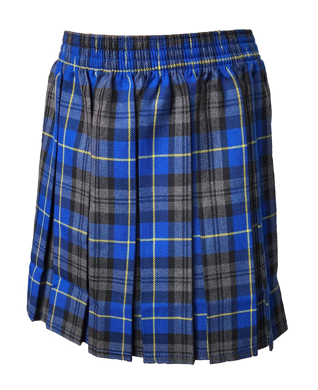 Womens Tartan Print Box Plated Elasticated Skirt Girls Knee Length