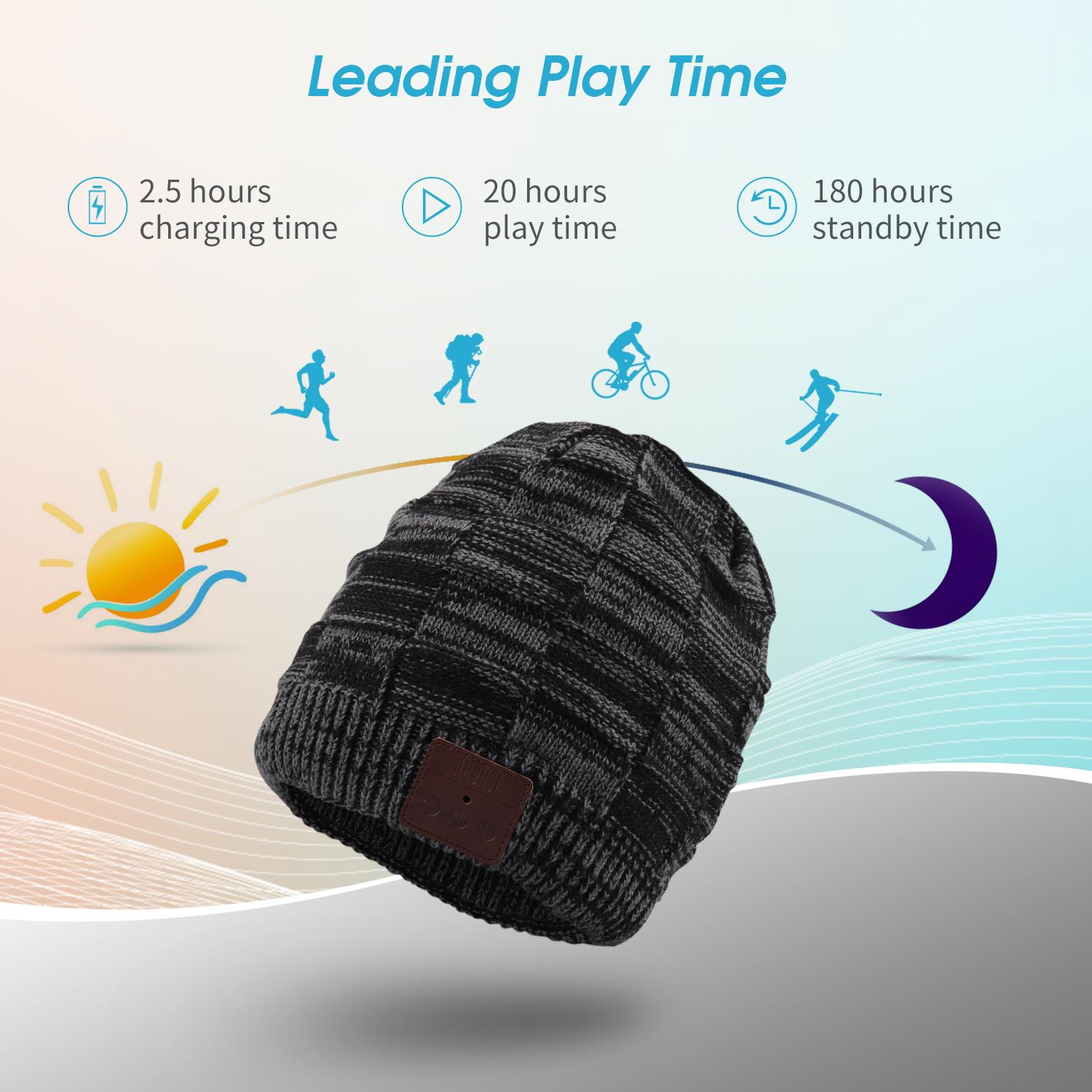 Drahtlose Bluetooth Beanie Mütze Freisprecheinrichtung Musik Kopfhörer mit Mikrofon - August EPA25 - Bild 14 von 16