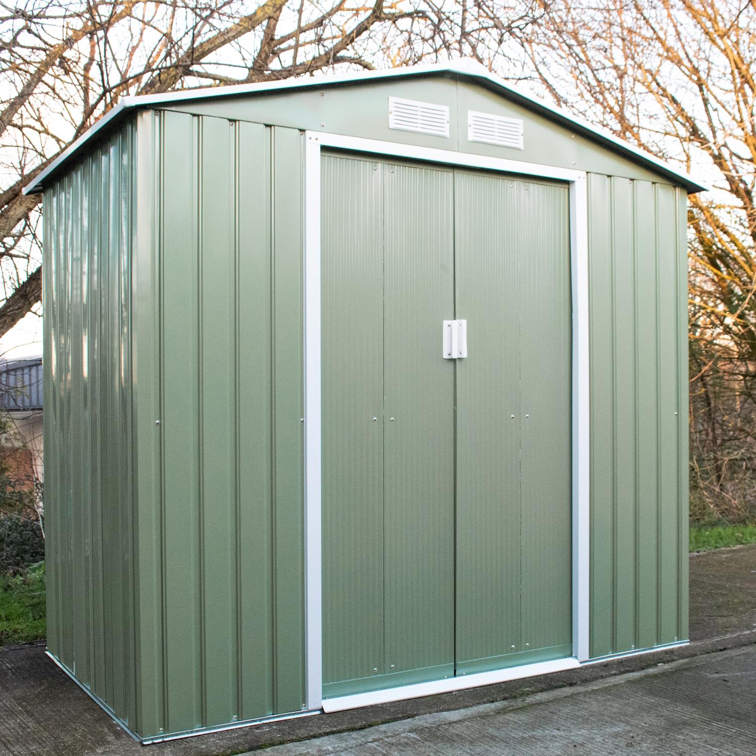 BPS Deluxe Outdoor Apex Steel Garden Shed | Easy Assembly | Powder Coated