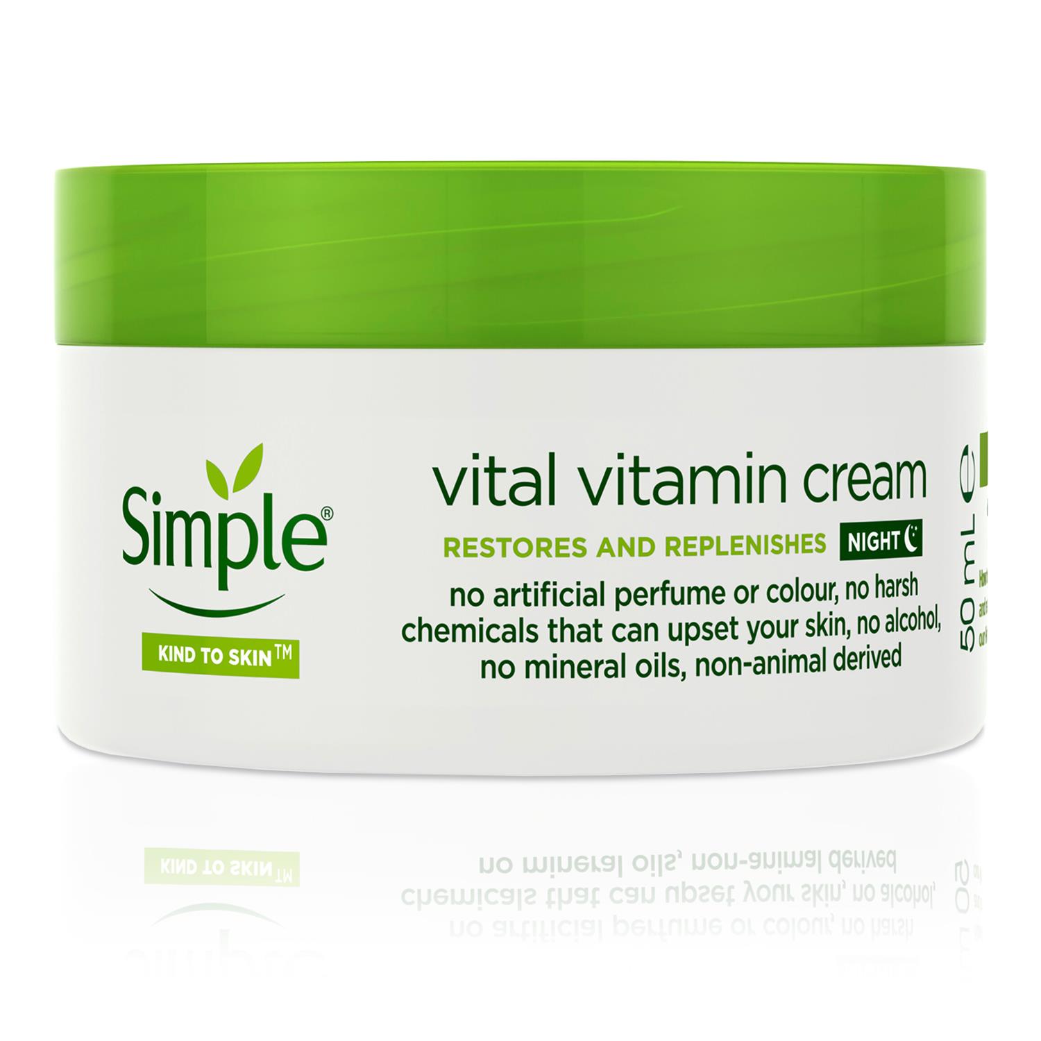 3 x 50ml Simple Kind to Skin Vital Vitamin Night Cream for Sensitive Skin - Picture 14 of 15