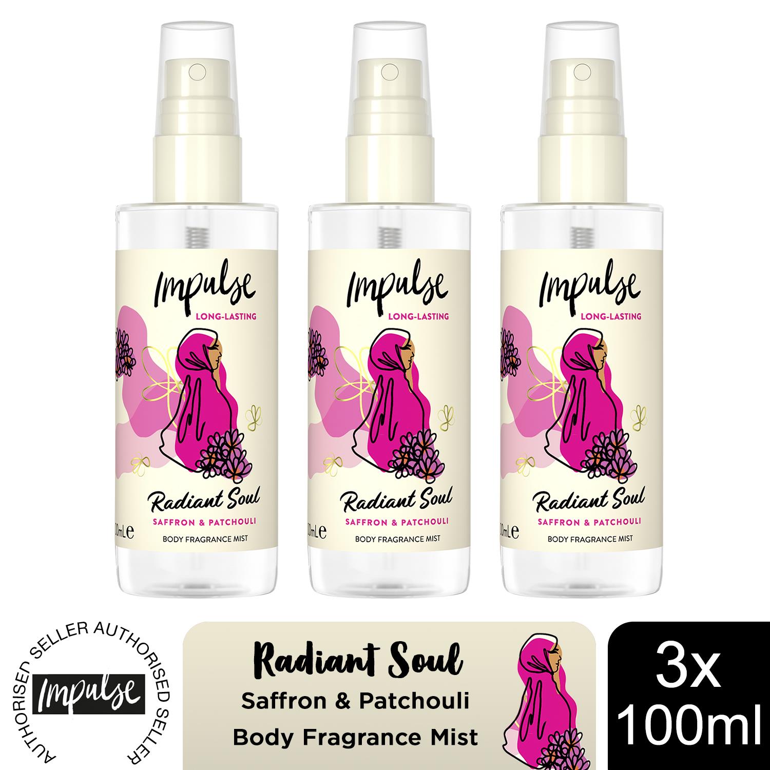 Impulse Body Mist with Long Lasting Fresh Fragrance Range for Women 3 Pack,100ml - Picture 37 of 61