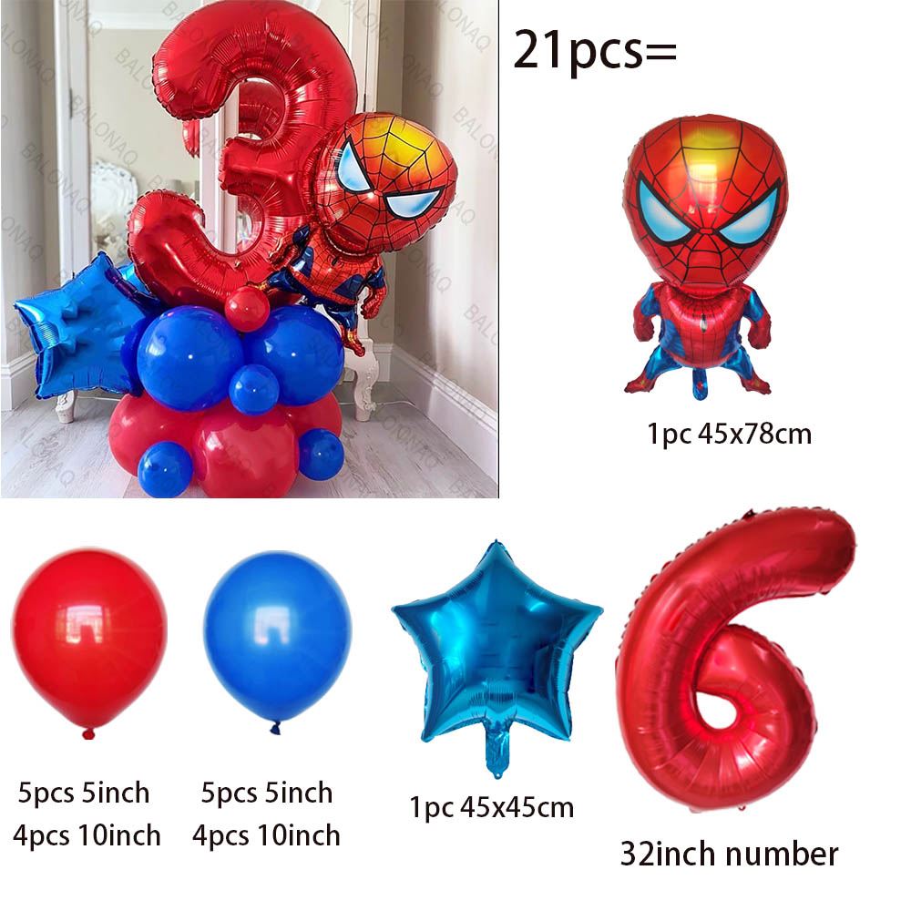 Juego de globos de aluminio Disney 21 piezas Spiderman para decoración de fiestas infantiles - Imagen 3 de 10