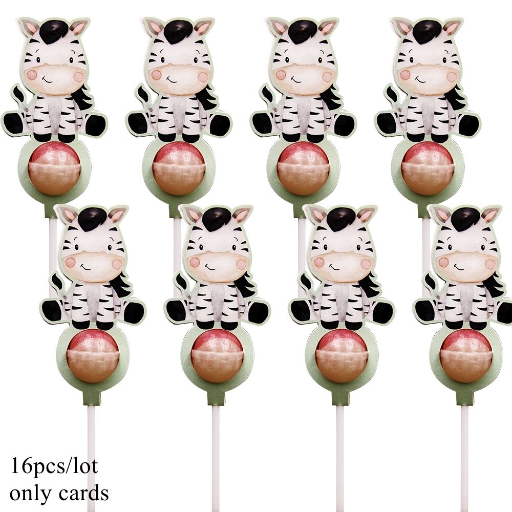 Tissy 16PCS Wild Animal Lollipop Cards for Jungle Safari Parties - Picture 5 of 10