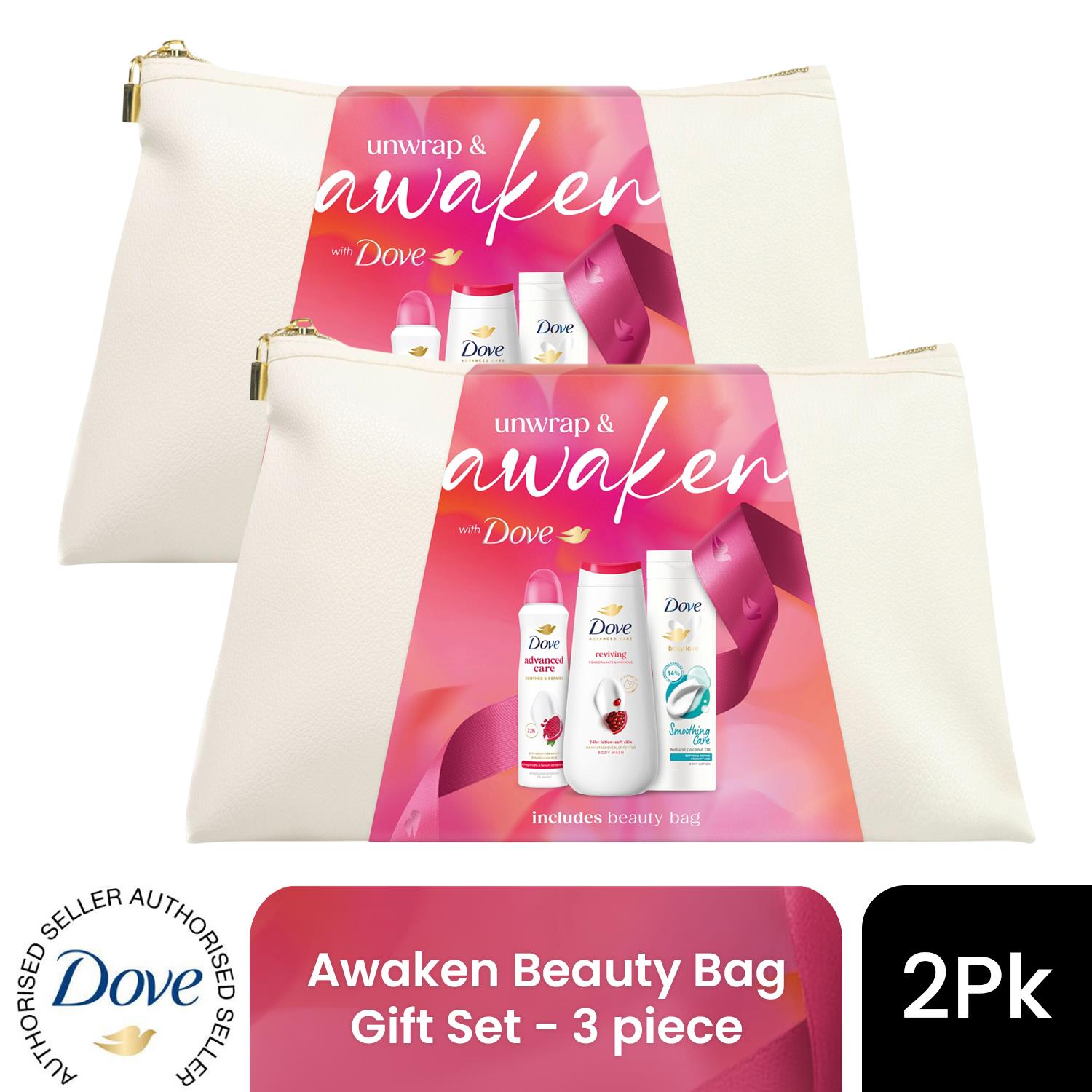 Dove (Pack Of 1) Awaken Beauty Bag Gift Set 3 Piece, Choose Your Pack 1,2,3 Or 4 - Image 2