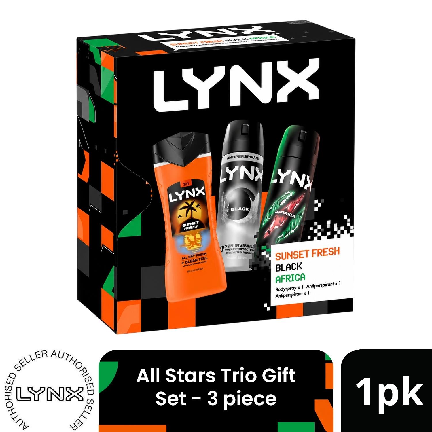 LYNX All Stars Trio Gift Set 3 piece, Choose Your Pack Size 1,2,3 or 4
