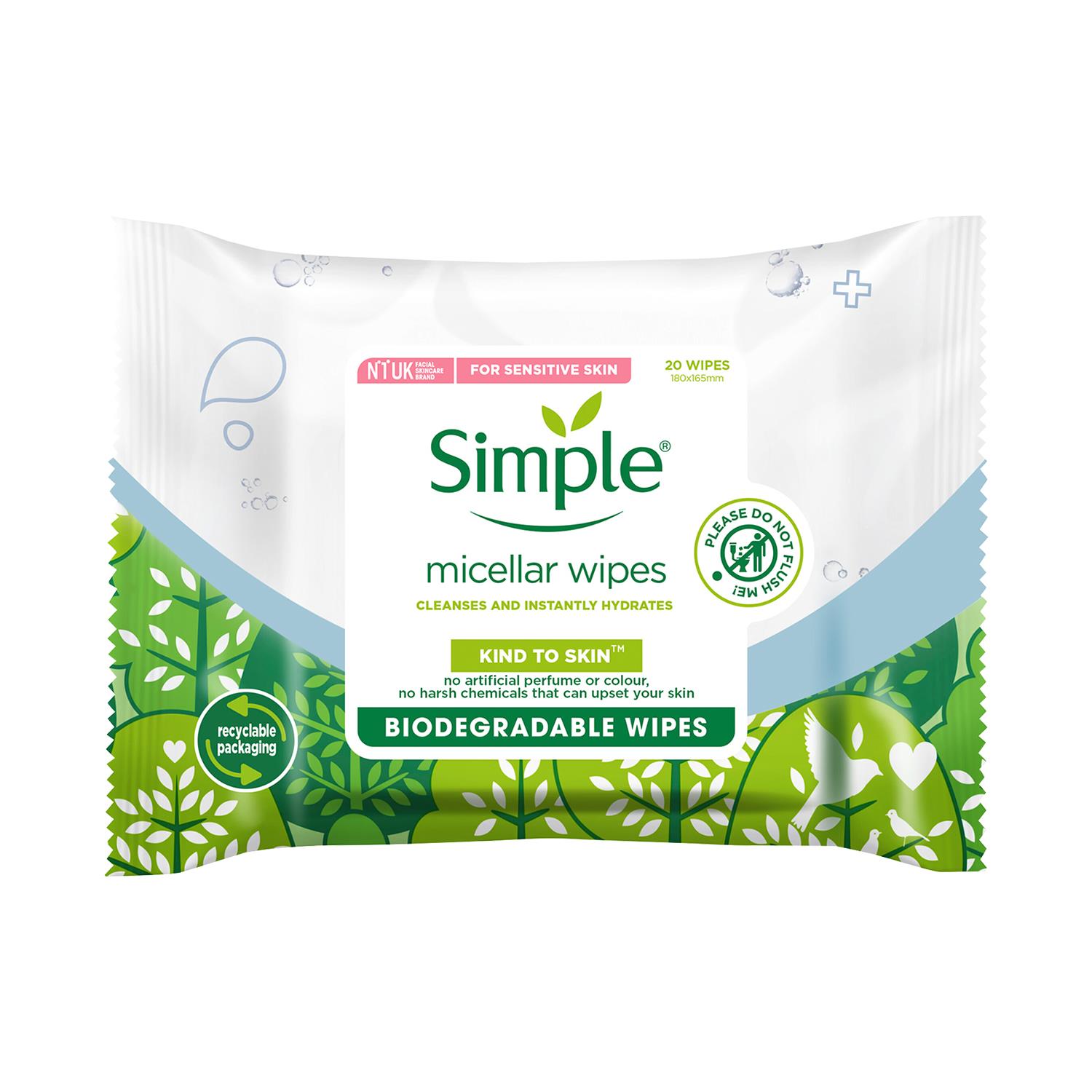 Simple Biodegradable Cleansing Facial Wipes, 3x20 Wipes - Picture 20 of 54