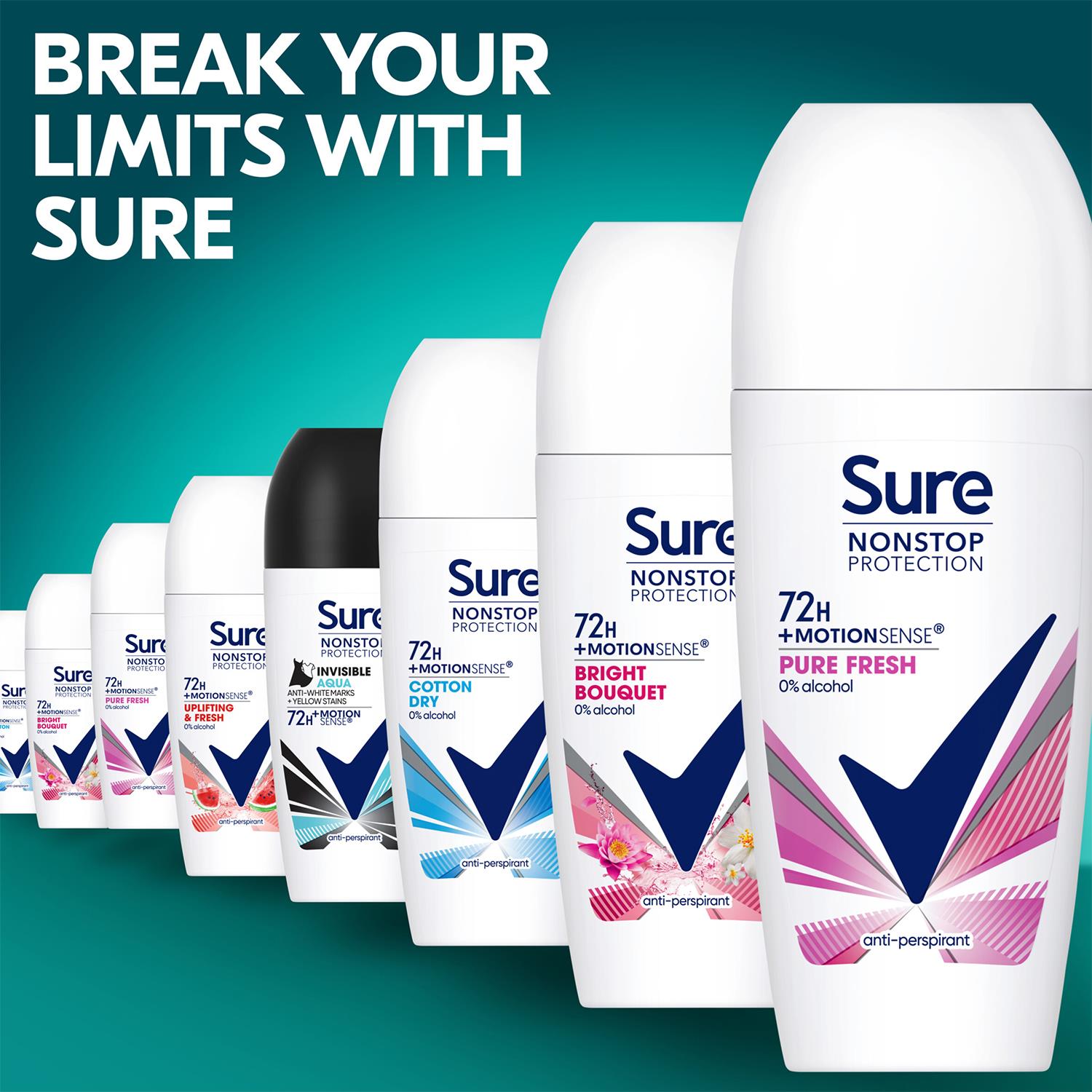 Sure Women Motion Sense AP Deodorant Roll-on 72H Nonstop, Protection 50ml, 3Pack - Picture 30 of 46