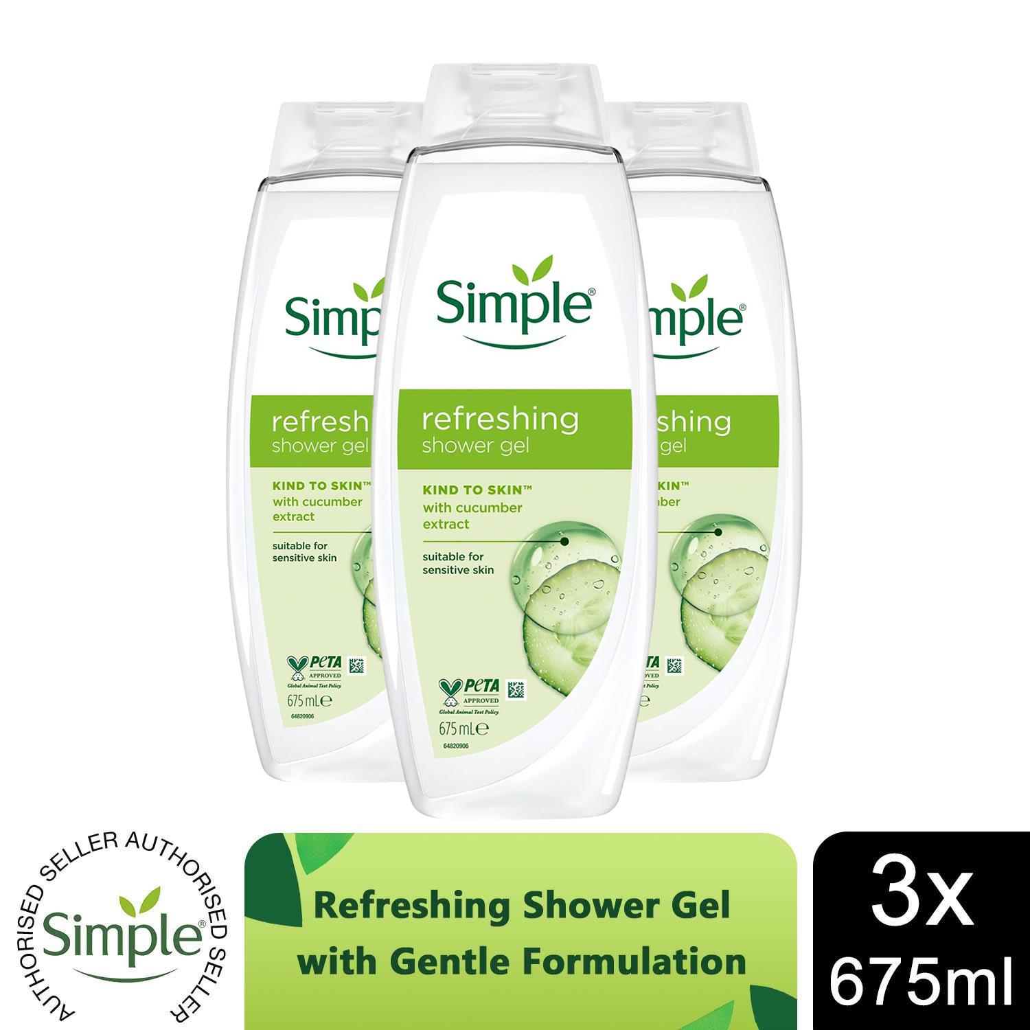 Simple Kind To Skin Shower Gel 675ml - Refreshing/Nourishing/Sensitive Body Wash - Image 3