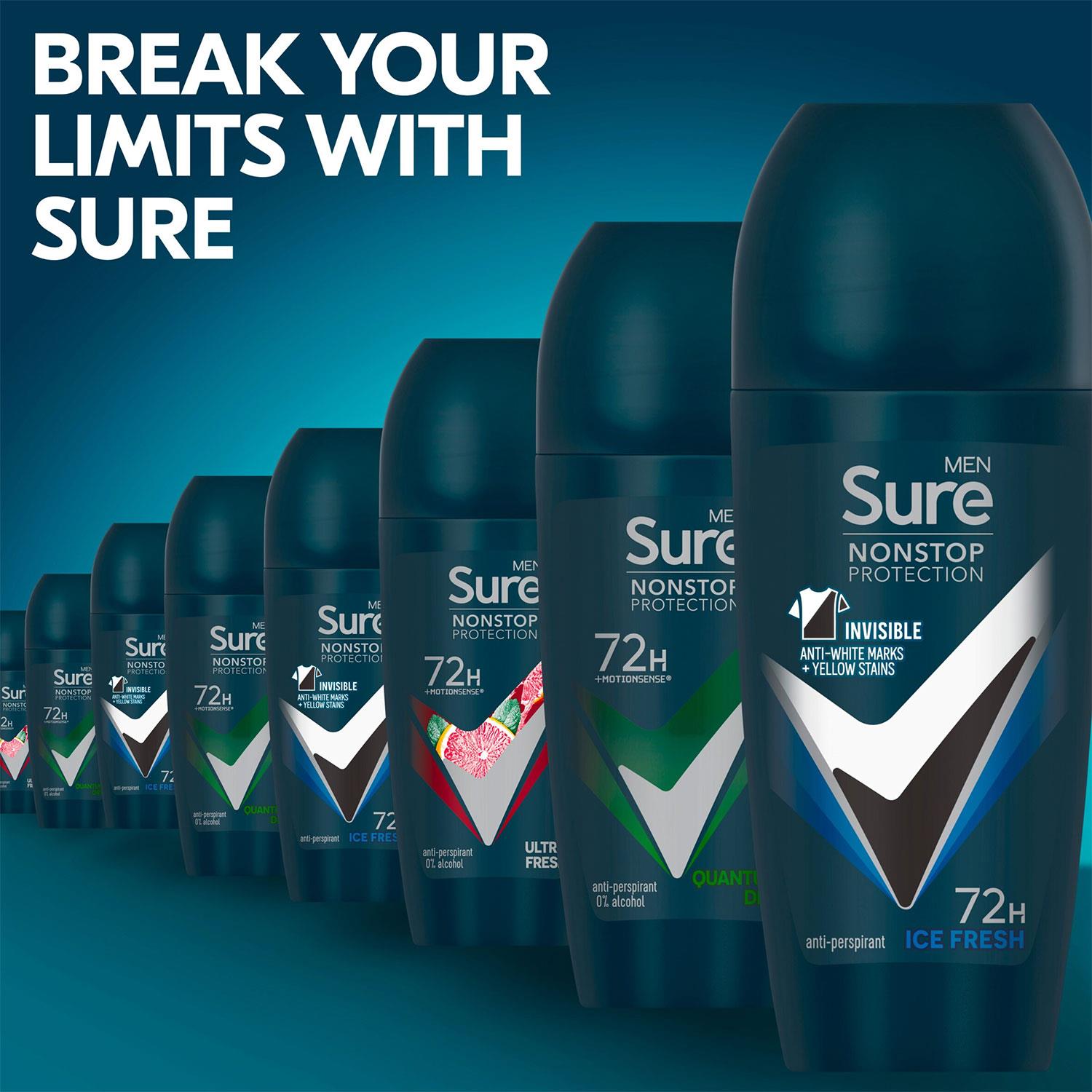 Sure Men Antiperspirant Deodorant Roll On 72H Nonstop Protection 50ml, 12 Pack - Picture 16 of 44