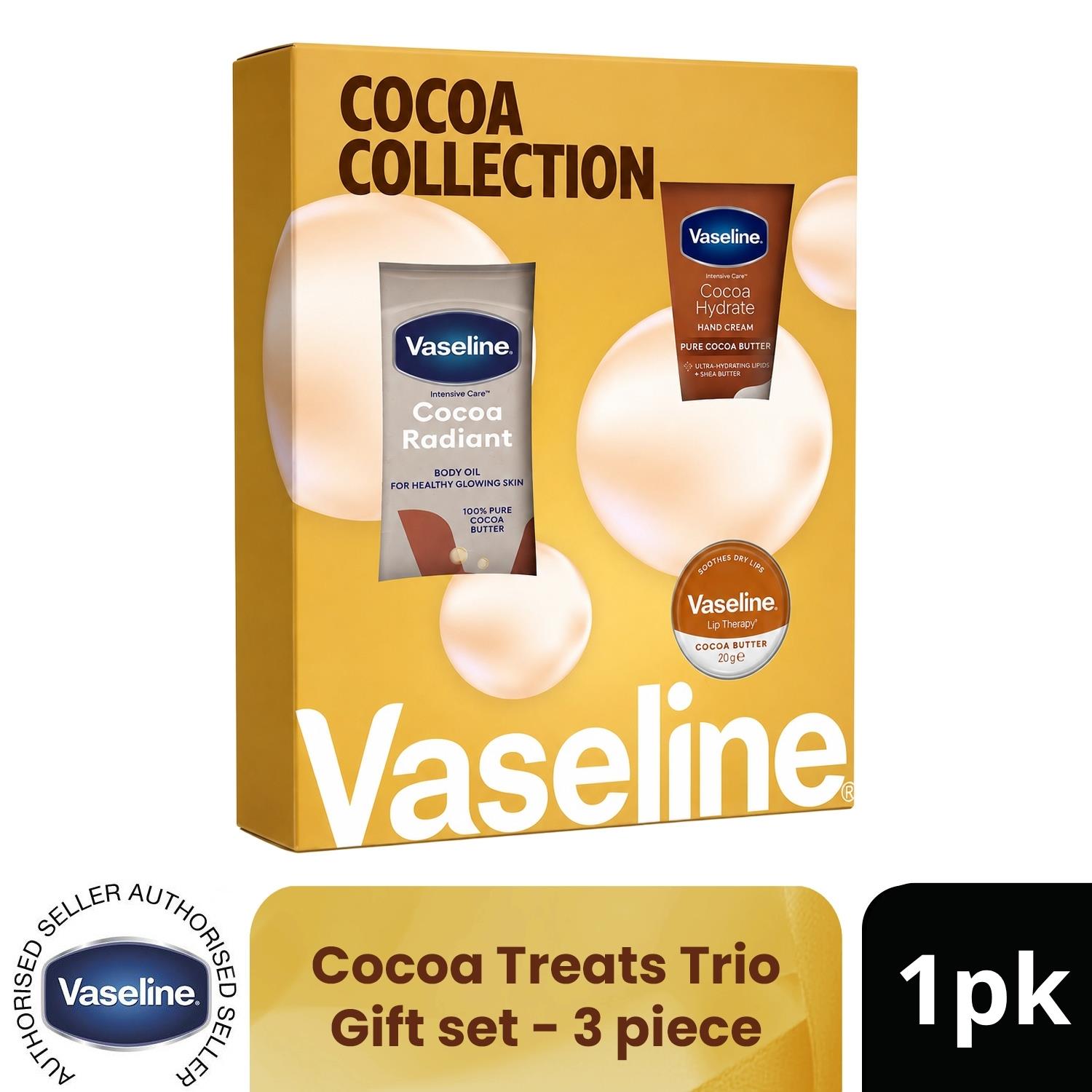 VASELINE Cocoa Treats Trio Gift set 3 piece, Choose Your Pack Size 1,2,3 or 4