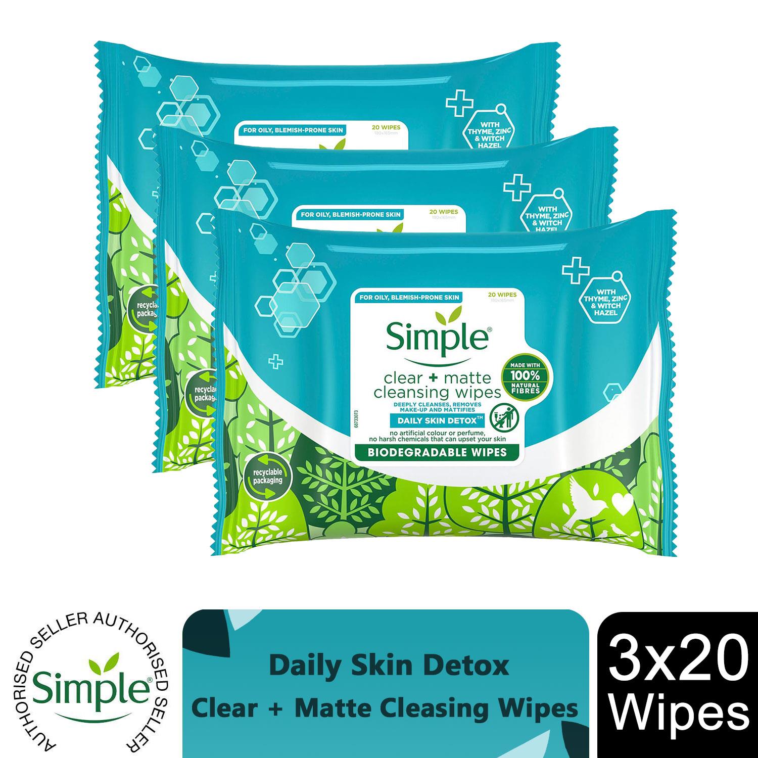 Simple Biodegradable Cleansing Facial Wipes, 3x20 Wipes - Picture 22 of 54