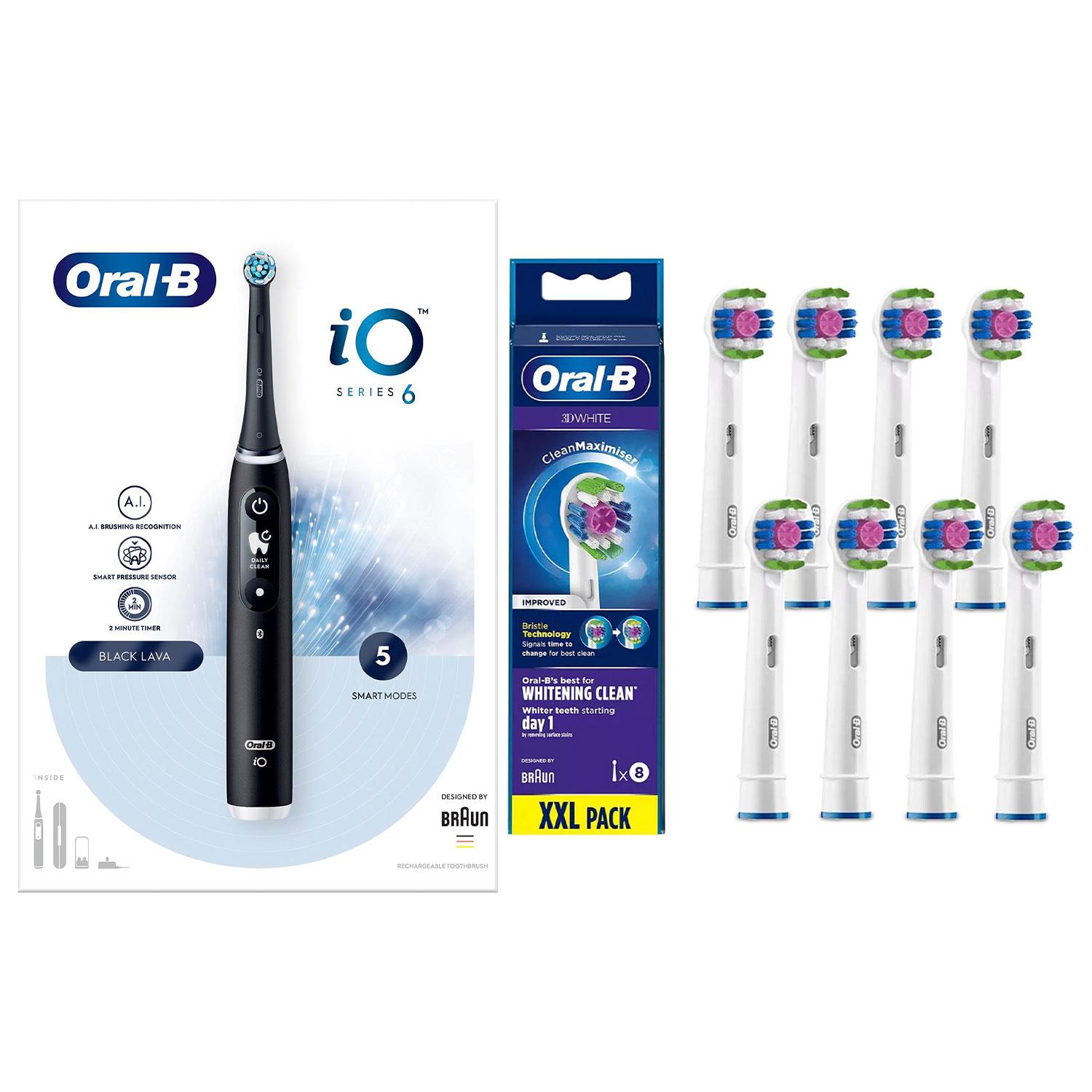 Oral-B iO Series 6 Elektrische Wiederaufladbare Zahnbürste - Schwarz mit 8x Nachfüllköpfen - Bild 22 von 66