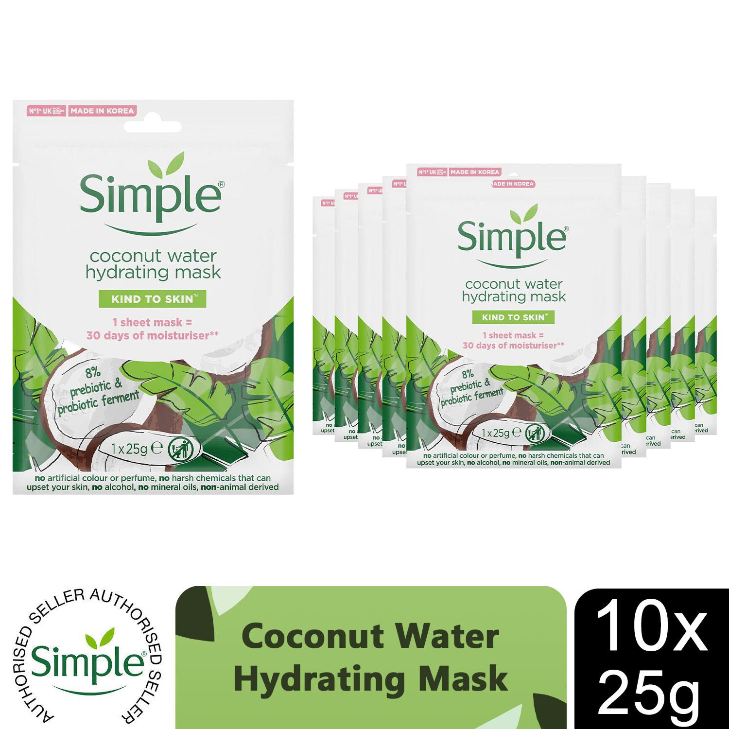5/10x Simple Hydrating CoconutWater SheetMask with 8% PrePro Biotich Ferment,25g - Picture 12 of 16