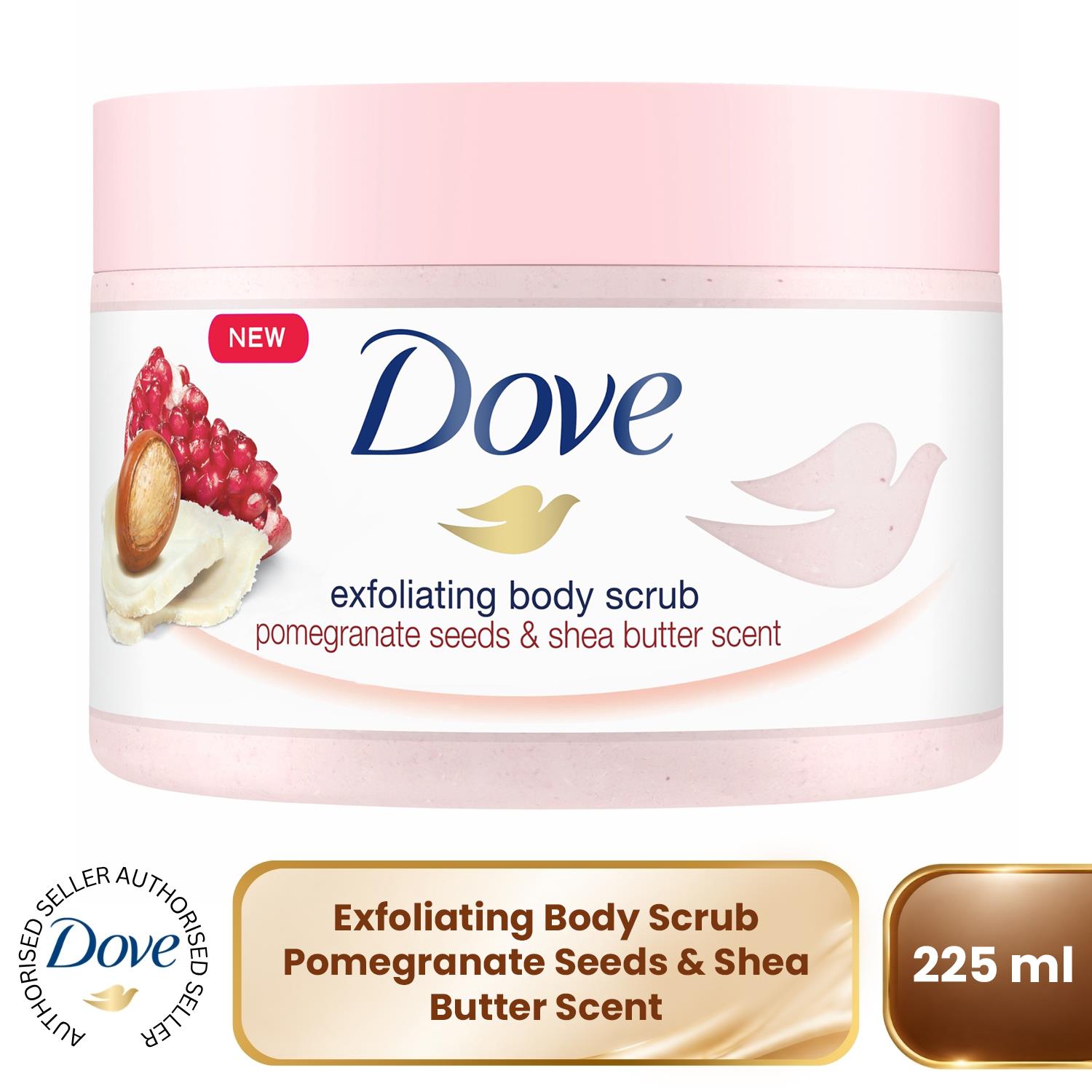 Dove Exfoliating Body Scrub With Pomegranate And Shea Butter Scent 225Ml 2 Pk - 2X225ml - Image 3