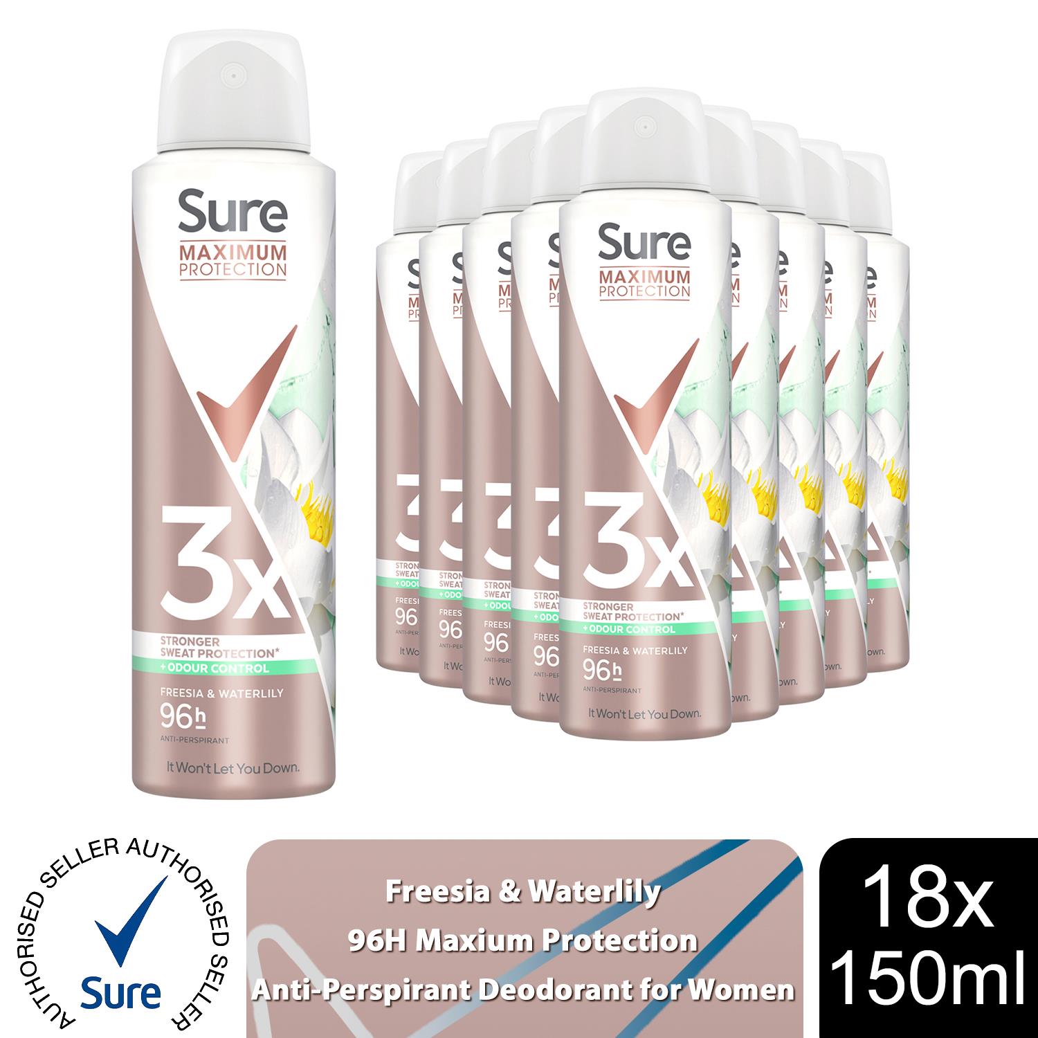 Sure Women Anti-Perspirant 96H Maximum Protection Deo 150ml, Select Scent & Pack - Picture 105 of 200