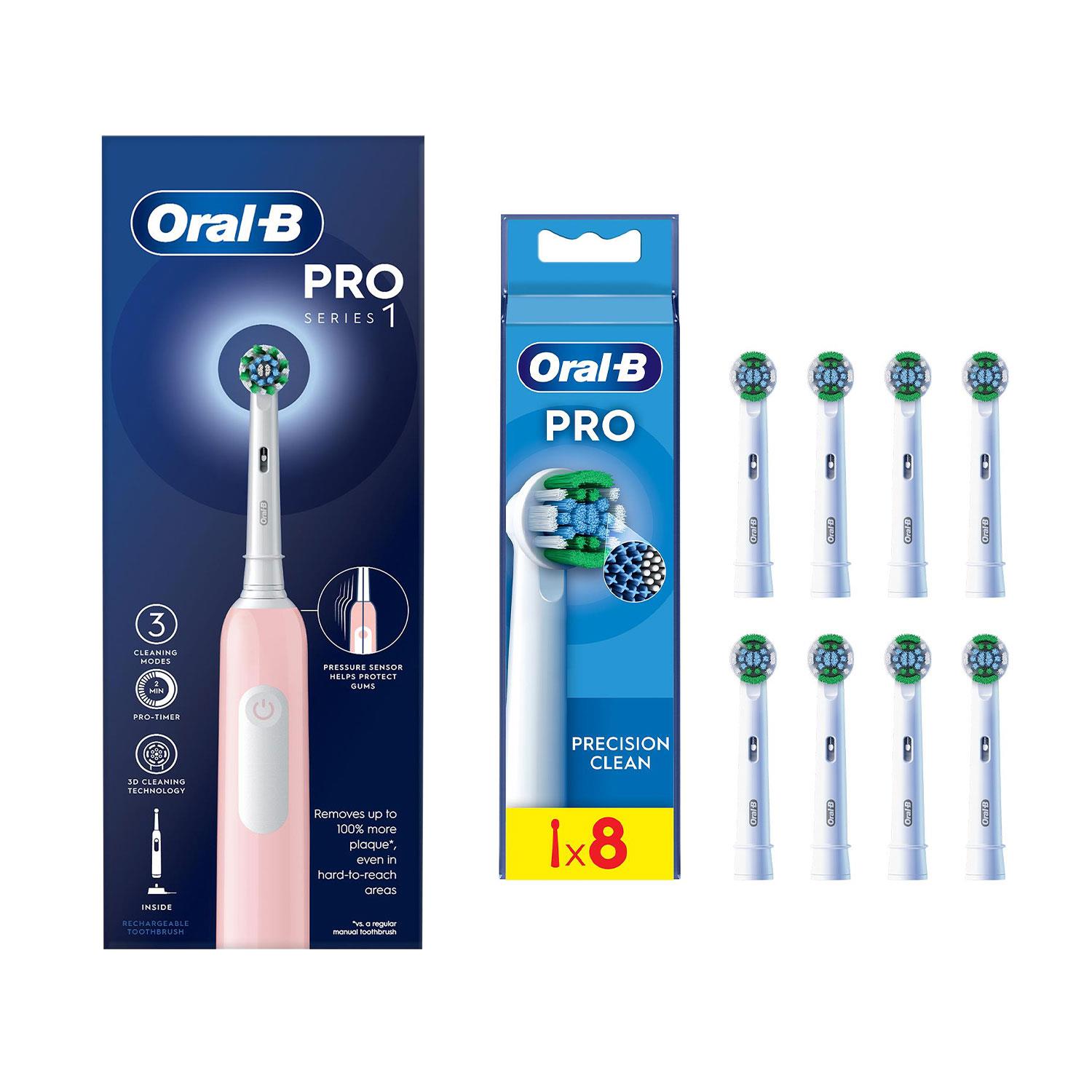 Oral-B Pro 1 Cross-Action Elektrische Zahnbürste Pink 3 Modi mit 8x Nachfüllköpfen - Bild 54 von 65