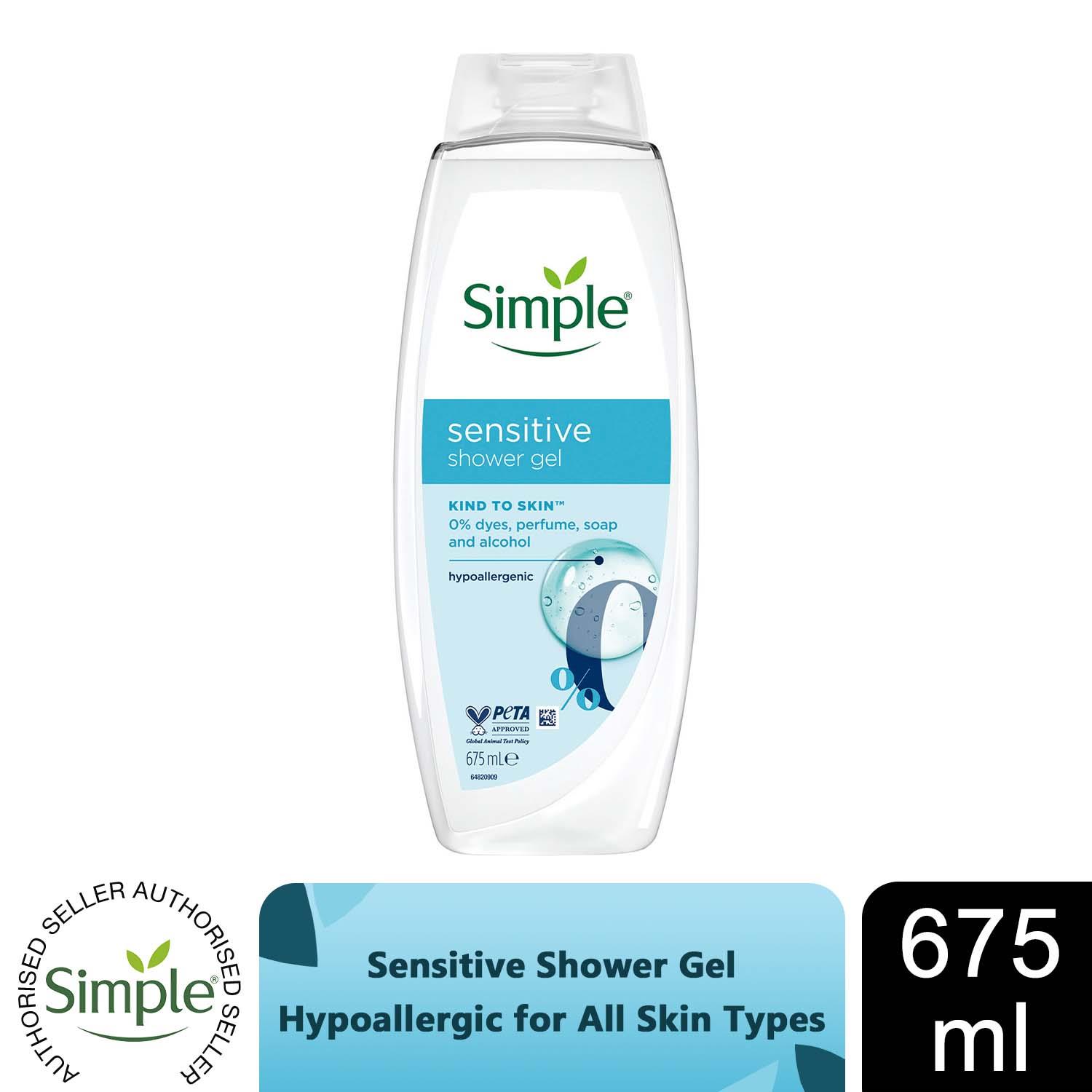 Simple Kind To Skin Shower Gel 675ml Body Wash Refreshing Nourishing Sensitive