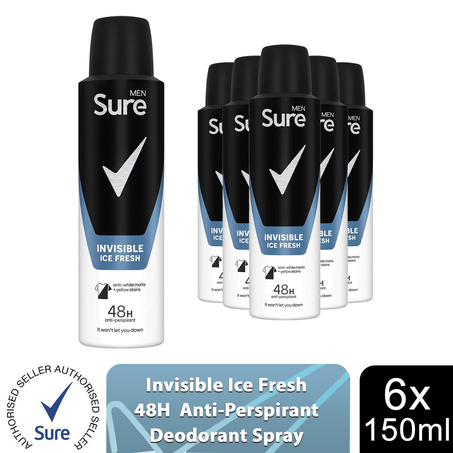 Sure Men Anti-Perspirant 48 Hour Protection Deodorant Spray, 6 Pack, 150ml - Picture 17 of 45