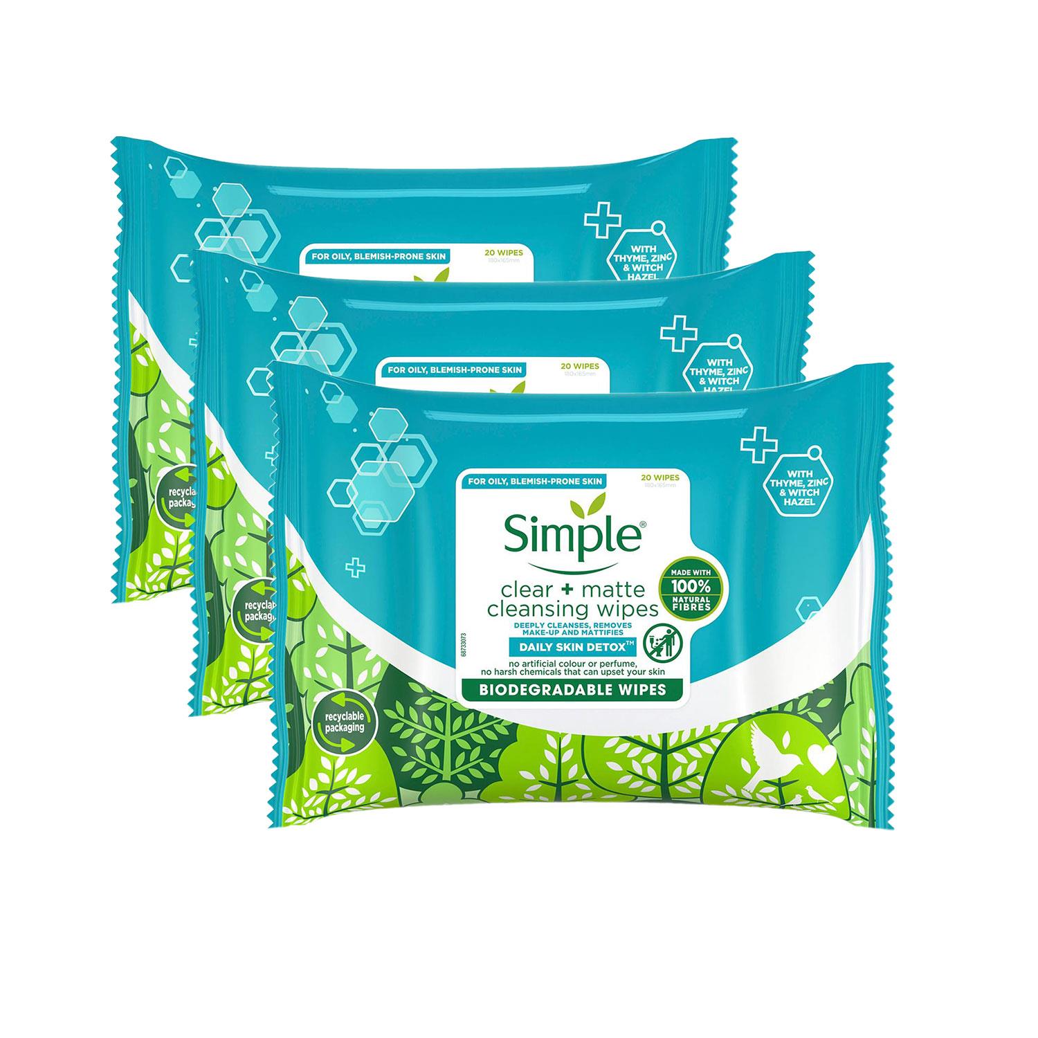 Simple Biodegradable Cleansing Facial Wipes, 3x20 Wipes - Picture 33 of 54