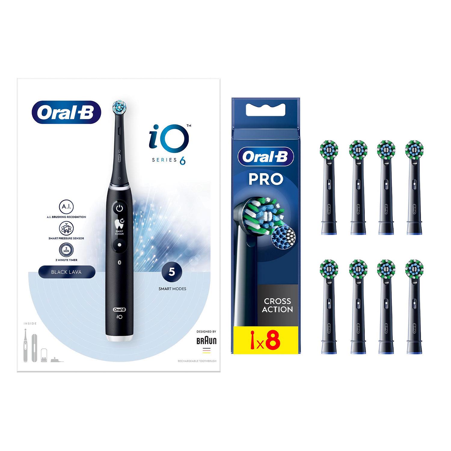 Oral-B iO Series 6 Elektrische Wiederaufladbare Zahnbürste - Schwarz mit 8x Nachfüllköpfen - Bild 33 von 66