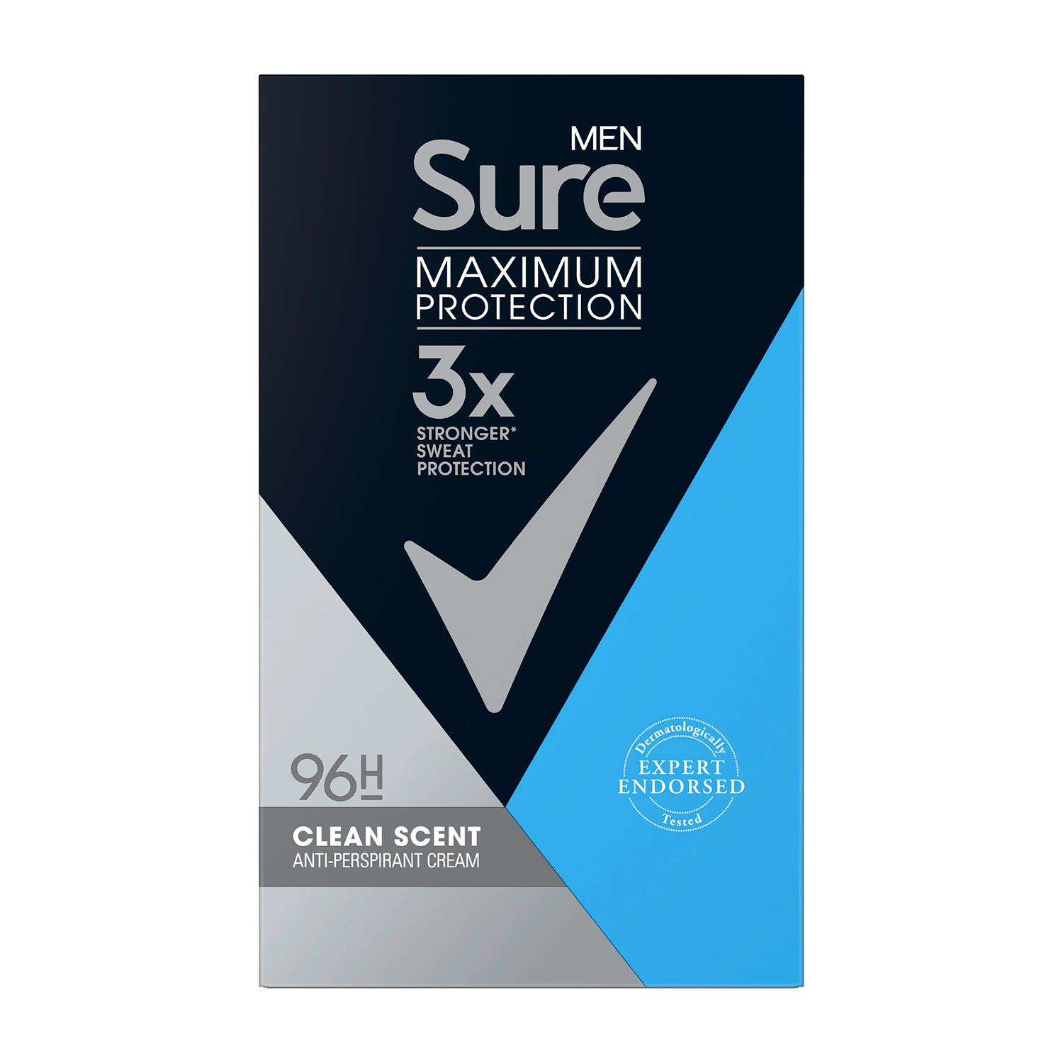 Sure Men Clean Scent or Sports Active Anti-Perspirant Cream Stick, 3 Pack, 45ml - Picture 16 of 17