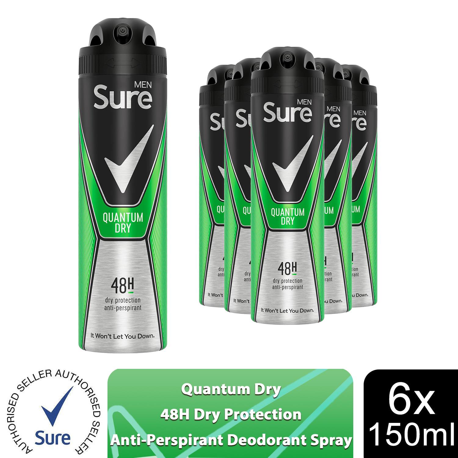 Sure Men Anti-Perspirant 48 Hour Protection Deodorant Spray, 6 Pack, 150ml - Picture 25 of 45